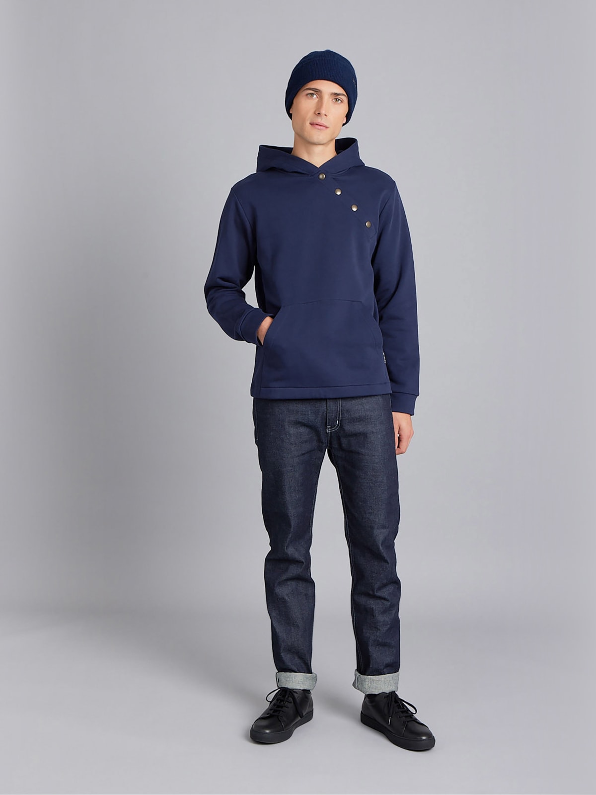 midnight blue cotton fleece Nielsen hoodie