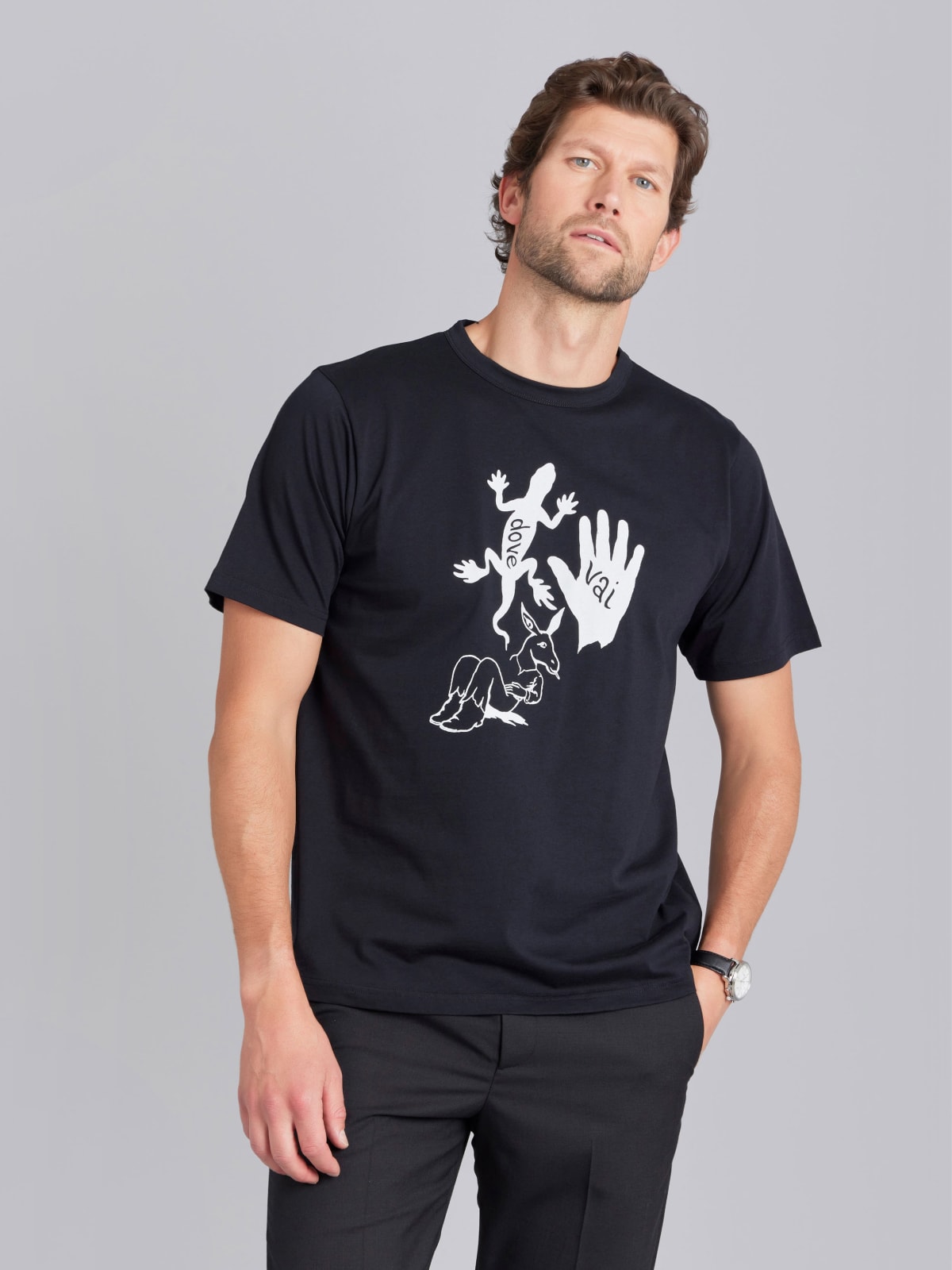 black cotton jersey unisex t-shirt by artist Fabio Viscogliosi