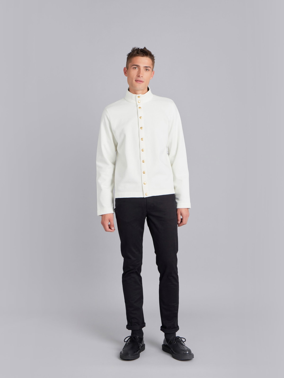 pearly white cotton fleece Yvan cardigan