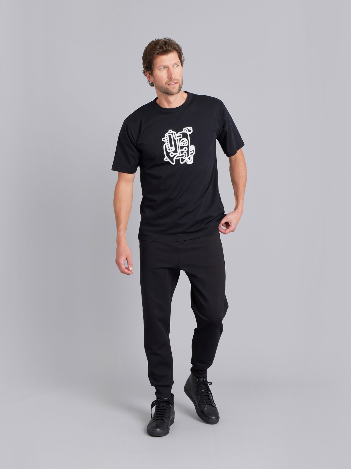 black cotton jersey Christof t-shirt by Le Module de Zeer