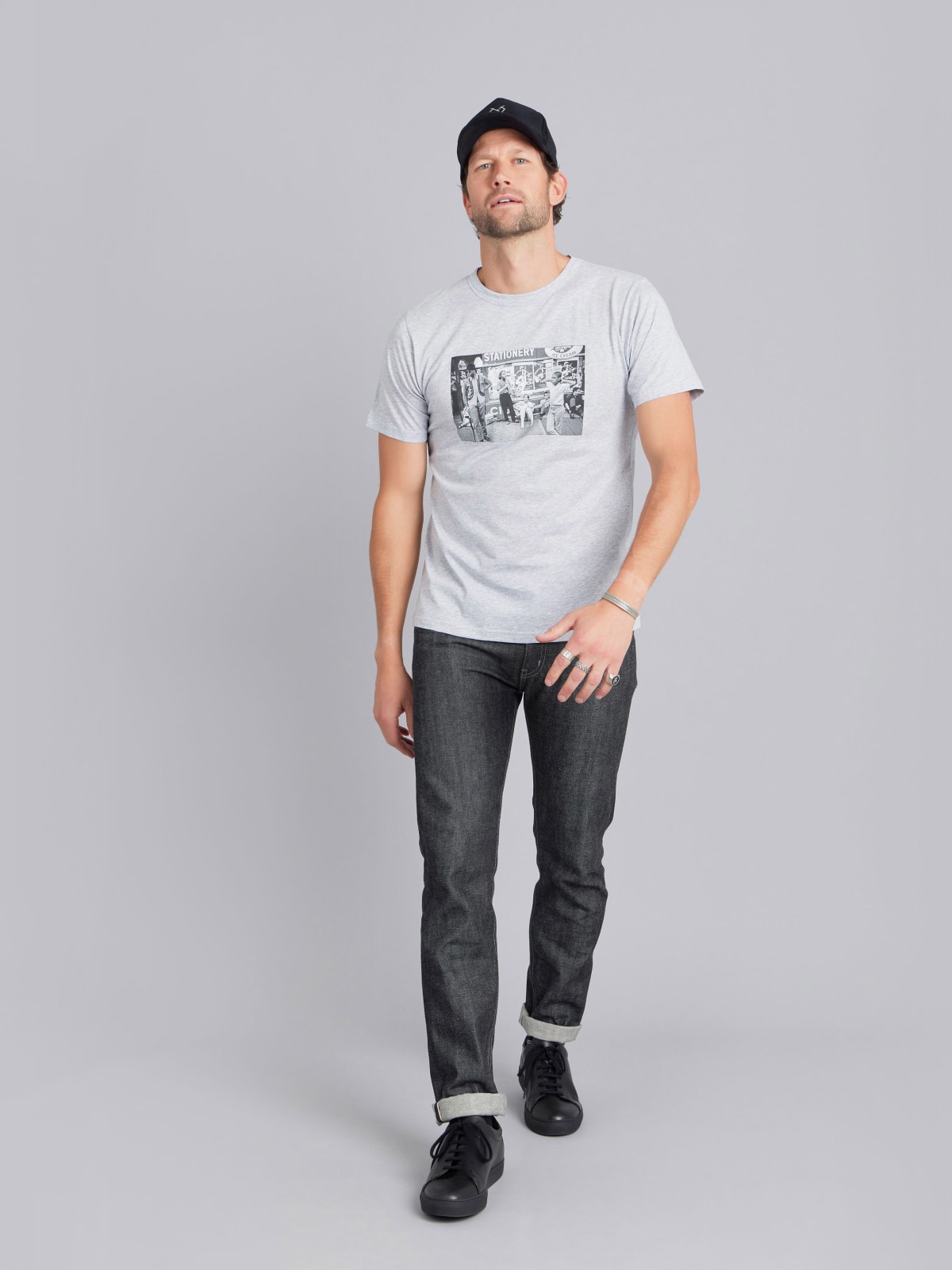 grey cotton jersey Brando t-shirt with artist Alain Dister