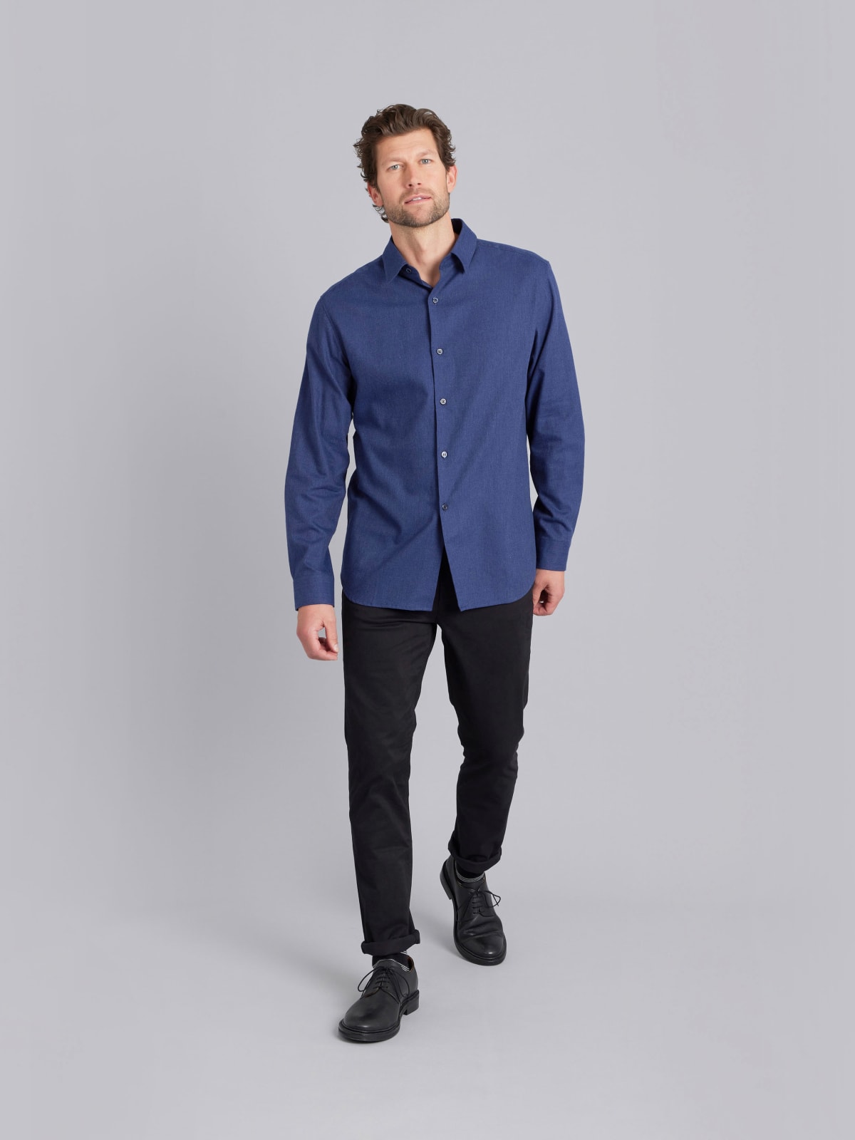 chemise Andy en coton manches longues bleu nuit