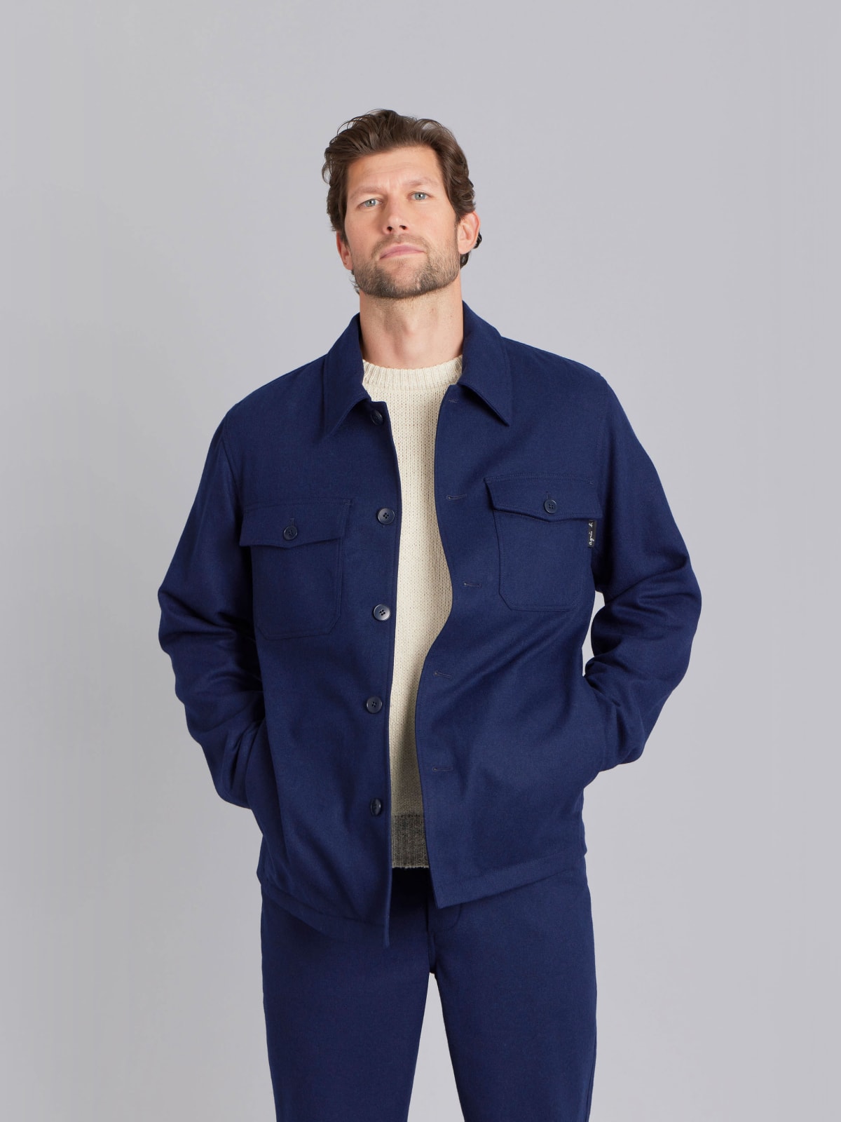 midnight blue flannel Nao overshirt