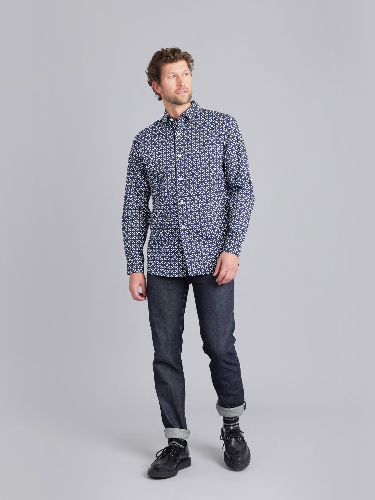 blue printed cotton Andy shirt