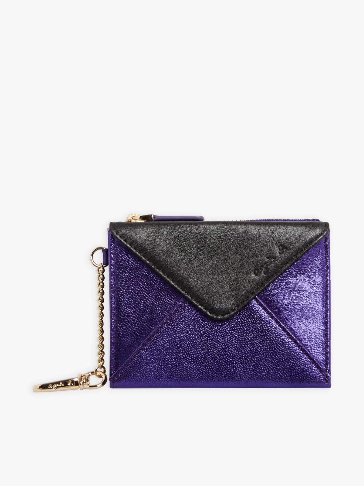 plum leather card case