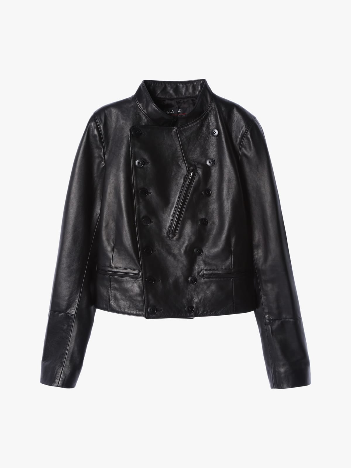 blouson Fifre est en cuir d'agneau plong&eacute; noir