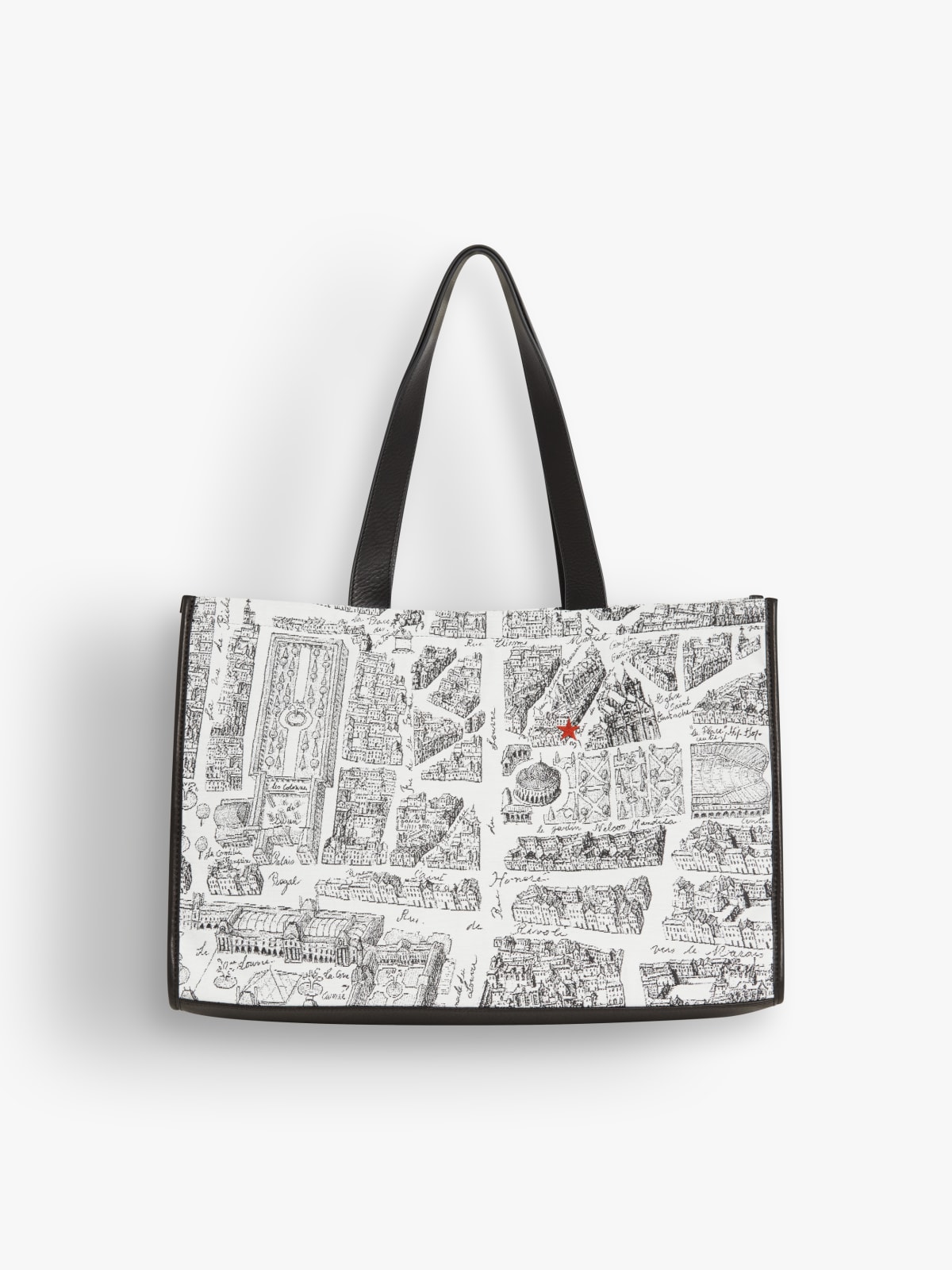 sac en coton et cuir sérigraphie "carte de Paris" blanc