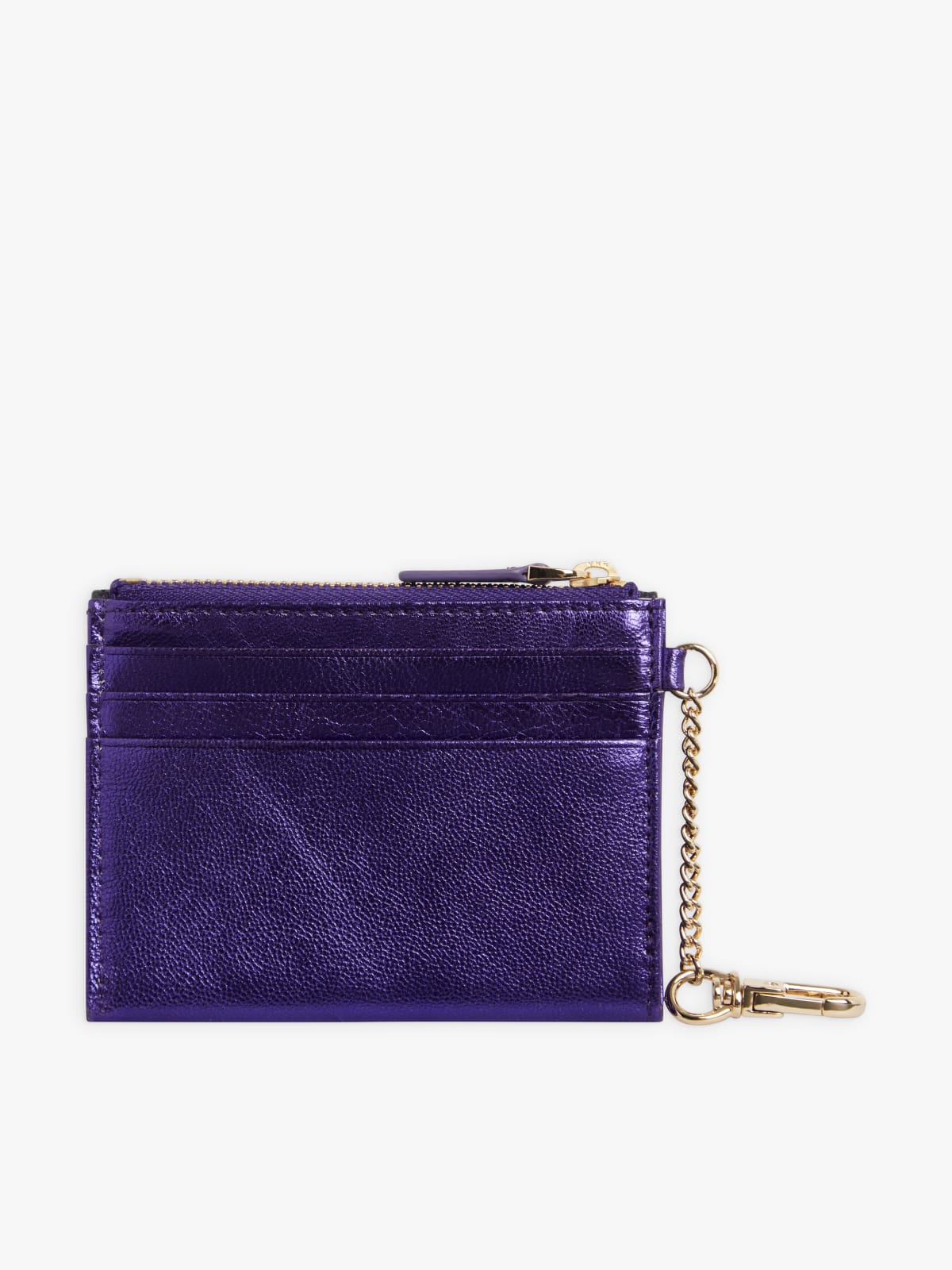 plum leather card case