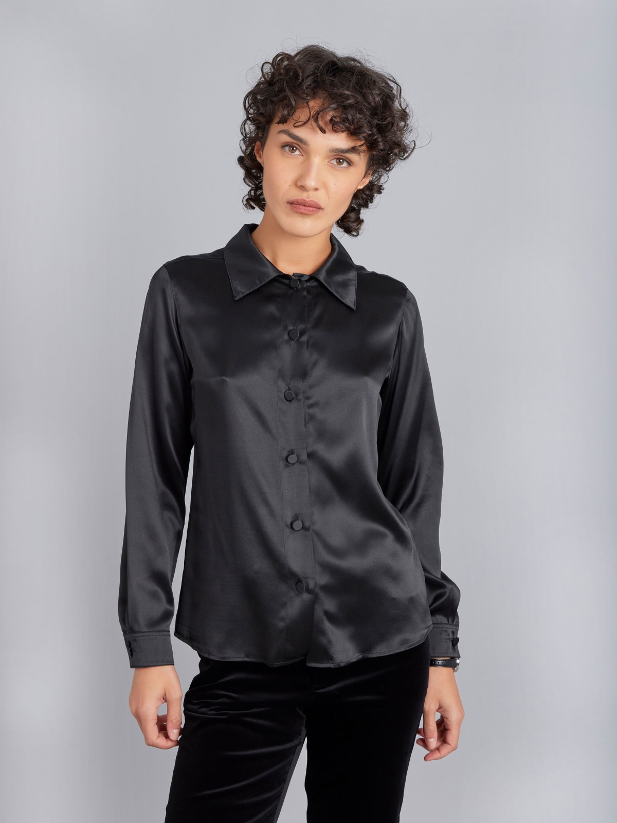 chemise Laureen en soie noire