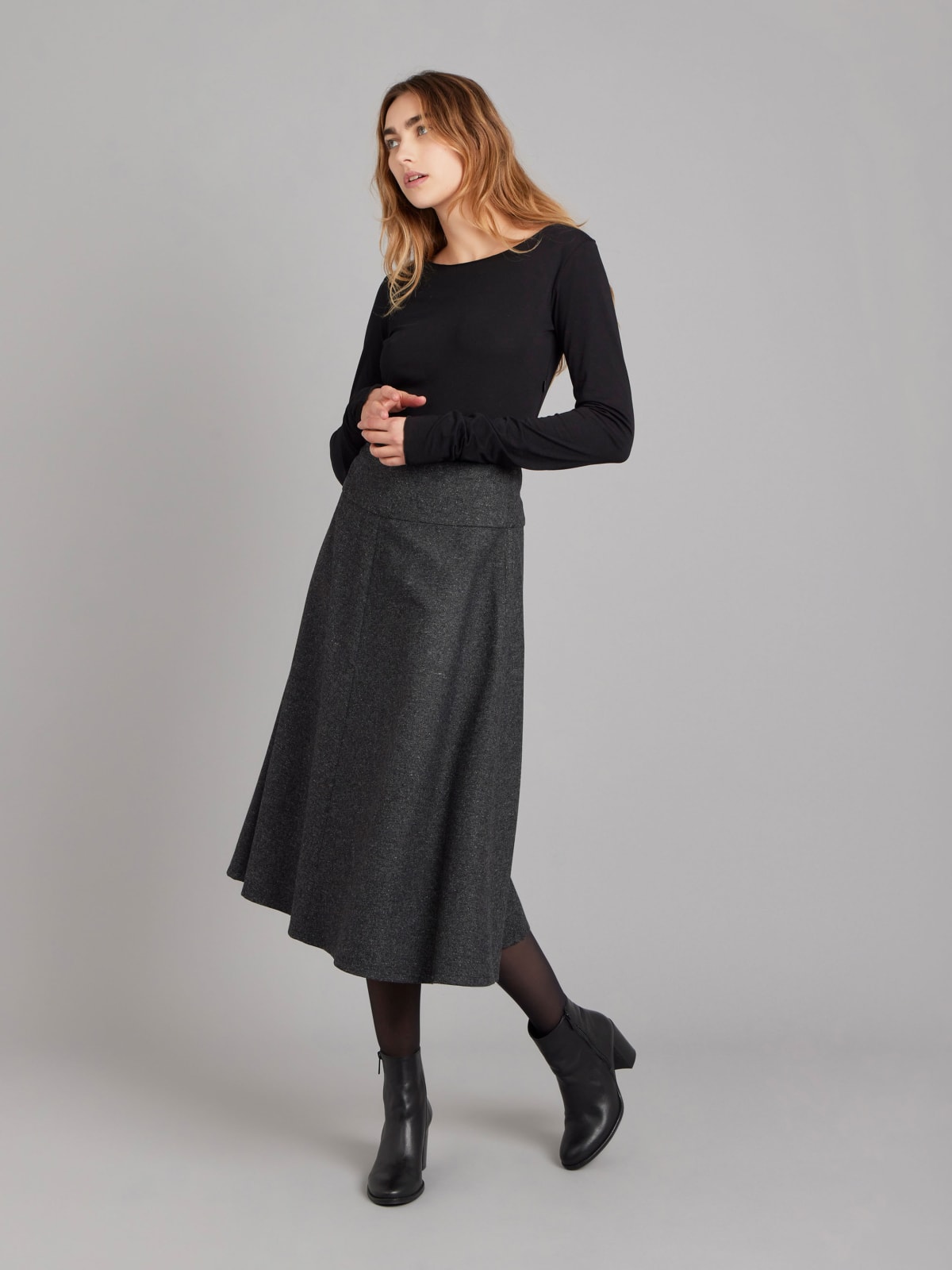 grey tweed woollen skirt