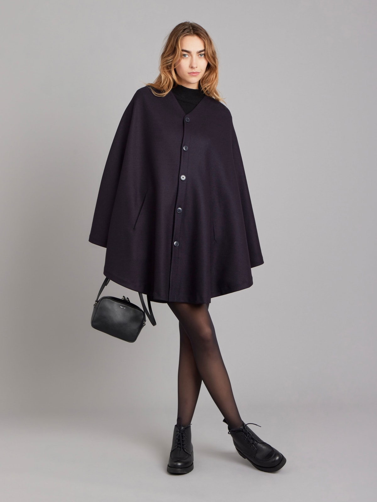 blue wool milano unisex cape