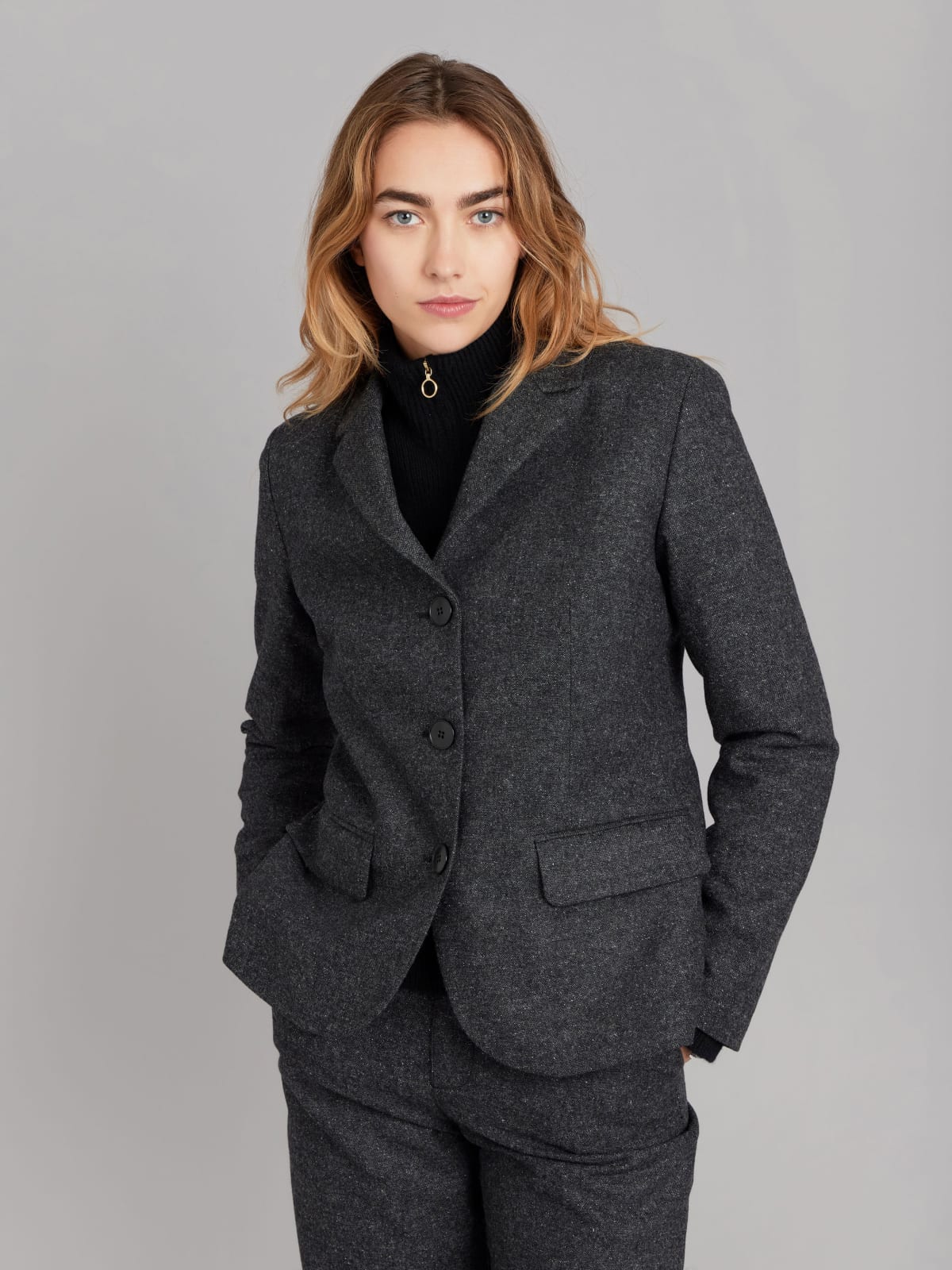 dark grey tweed wool Louisa jacket