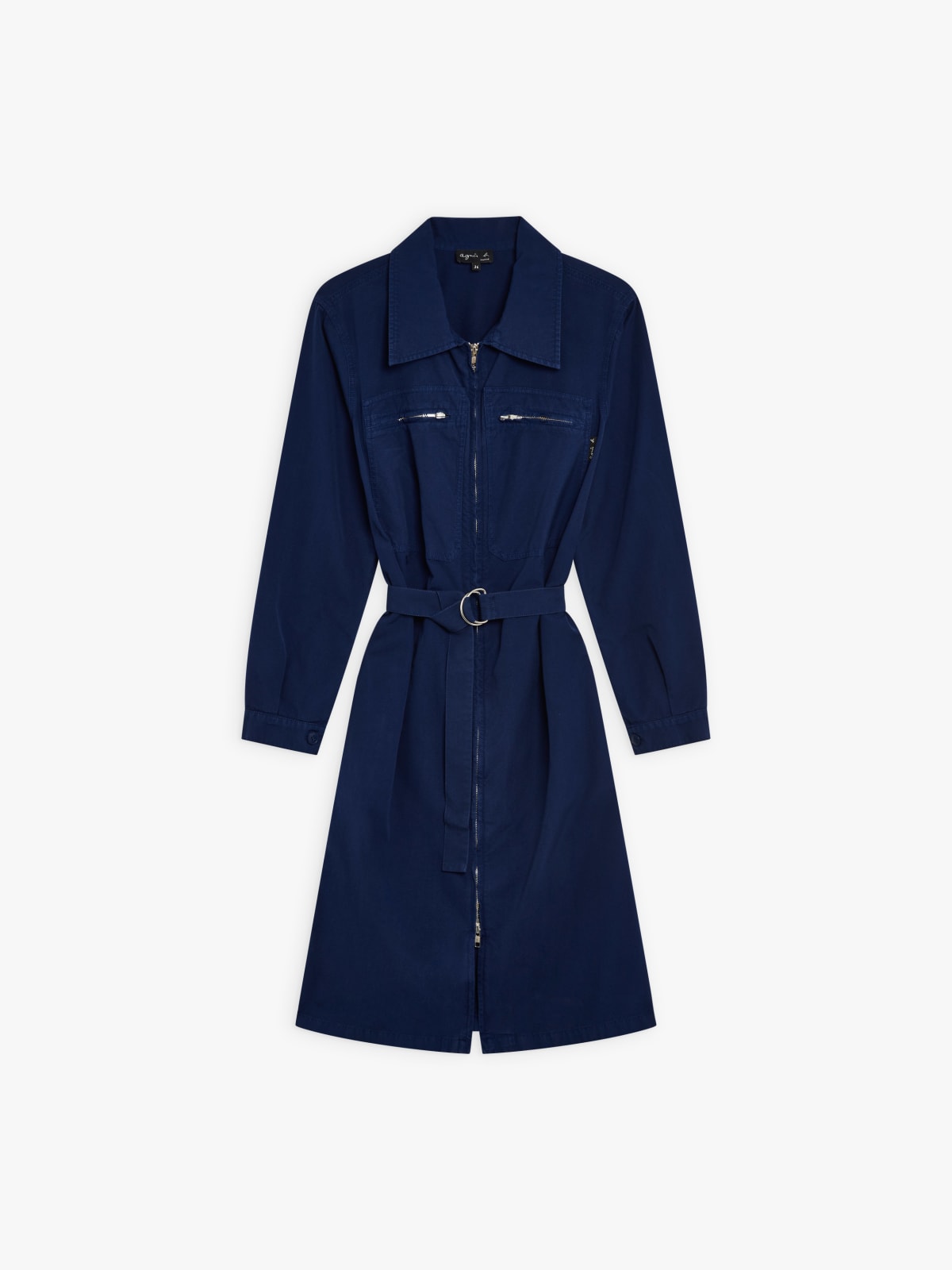 blue cotton zip dress