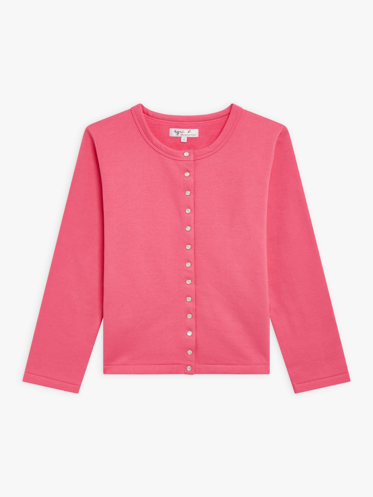 pink cotton fleece Le Petit snap cardigan