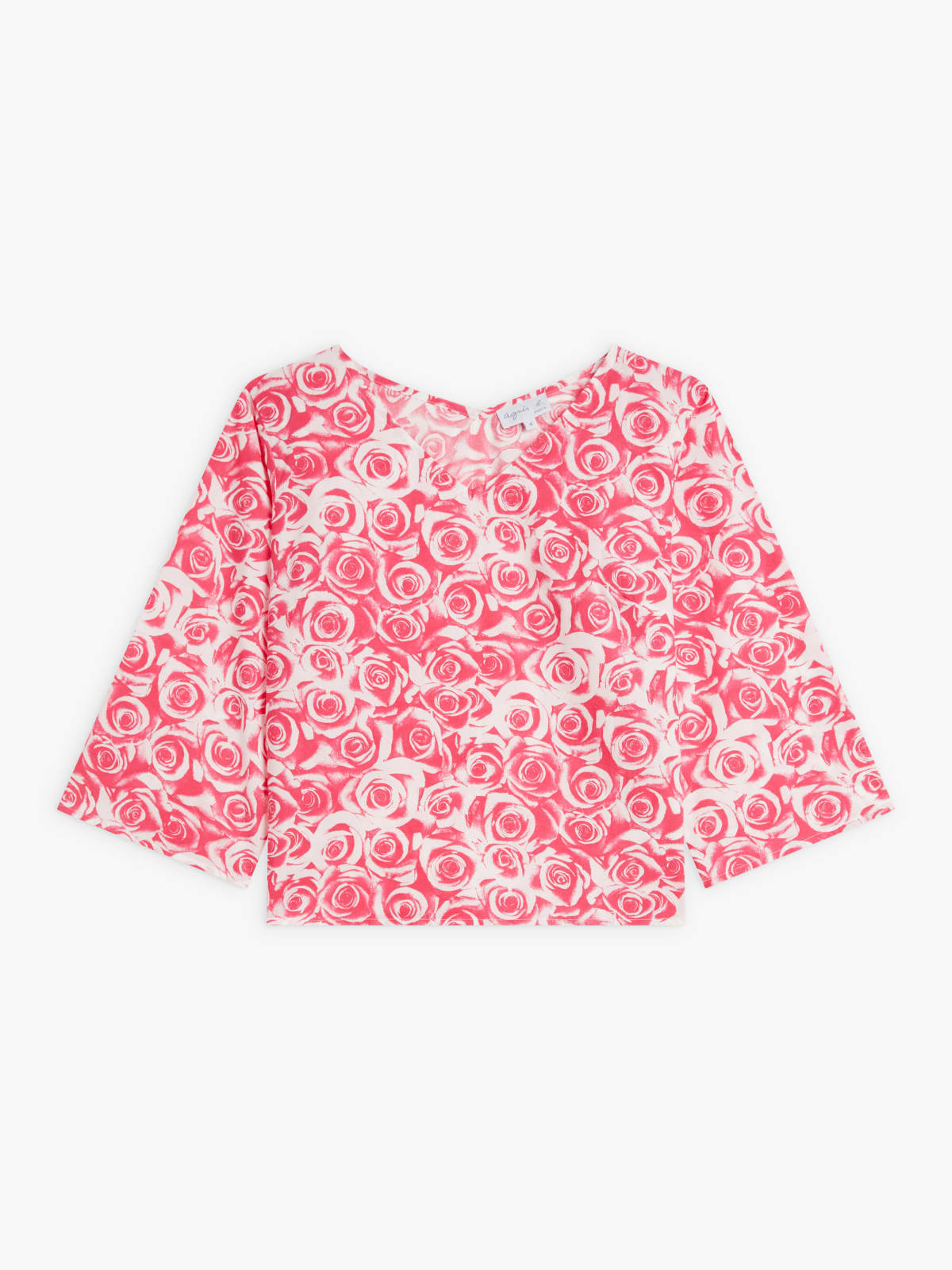 pink cotton rose print top