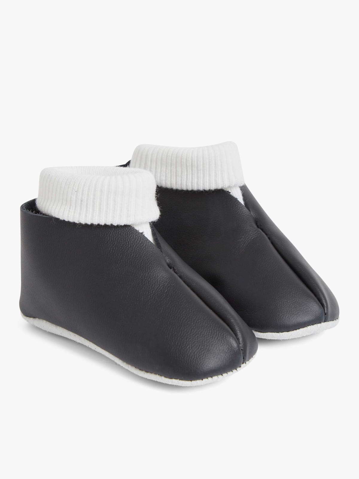 chaussons Anselme en coton et cuir noirs