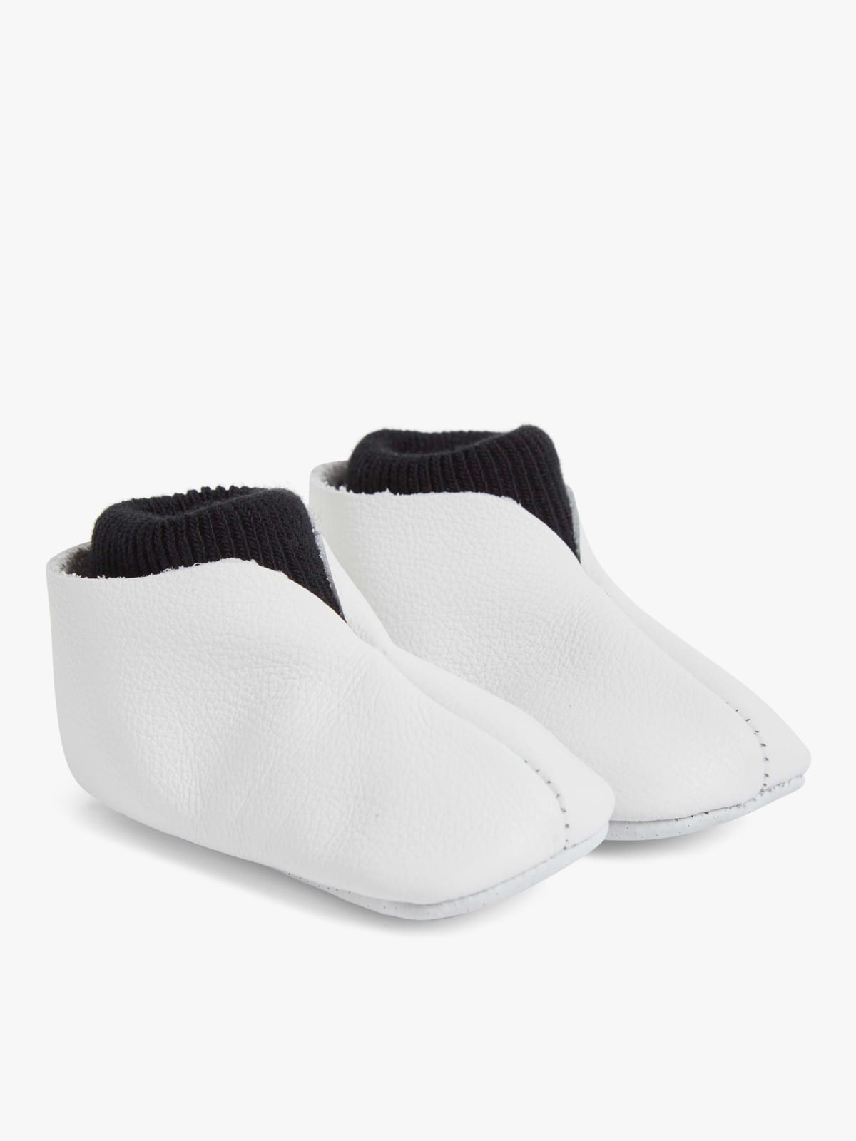 chaussons Anselme en coton et cuir blancs