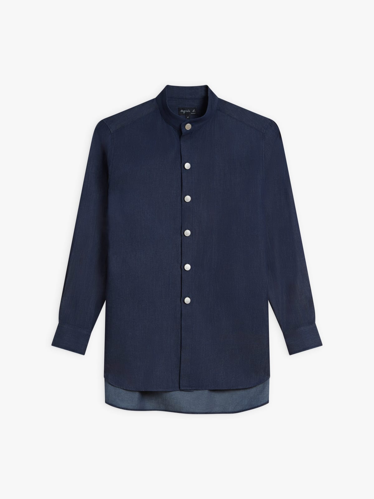 blue cotton chambre officer collar shirt