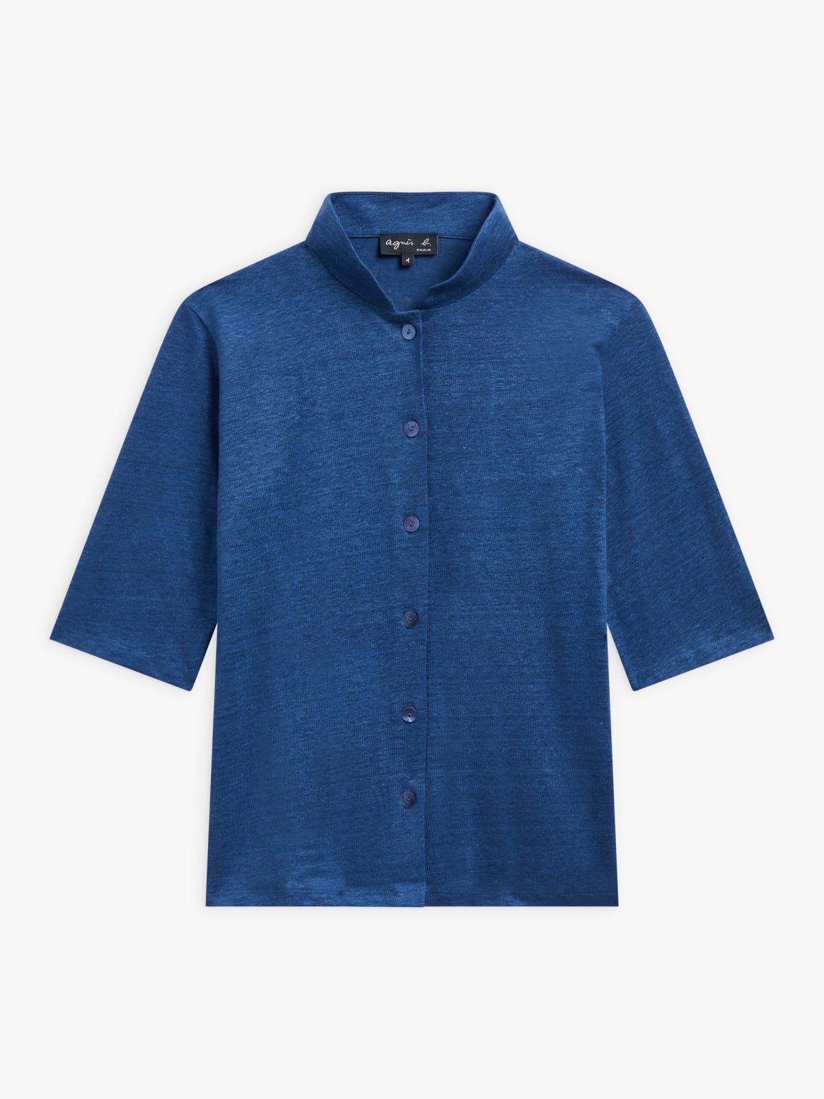 blue linen pearly buttons Violaine shirt