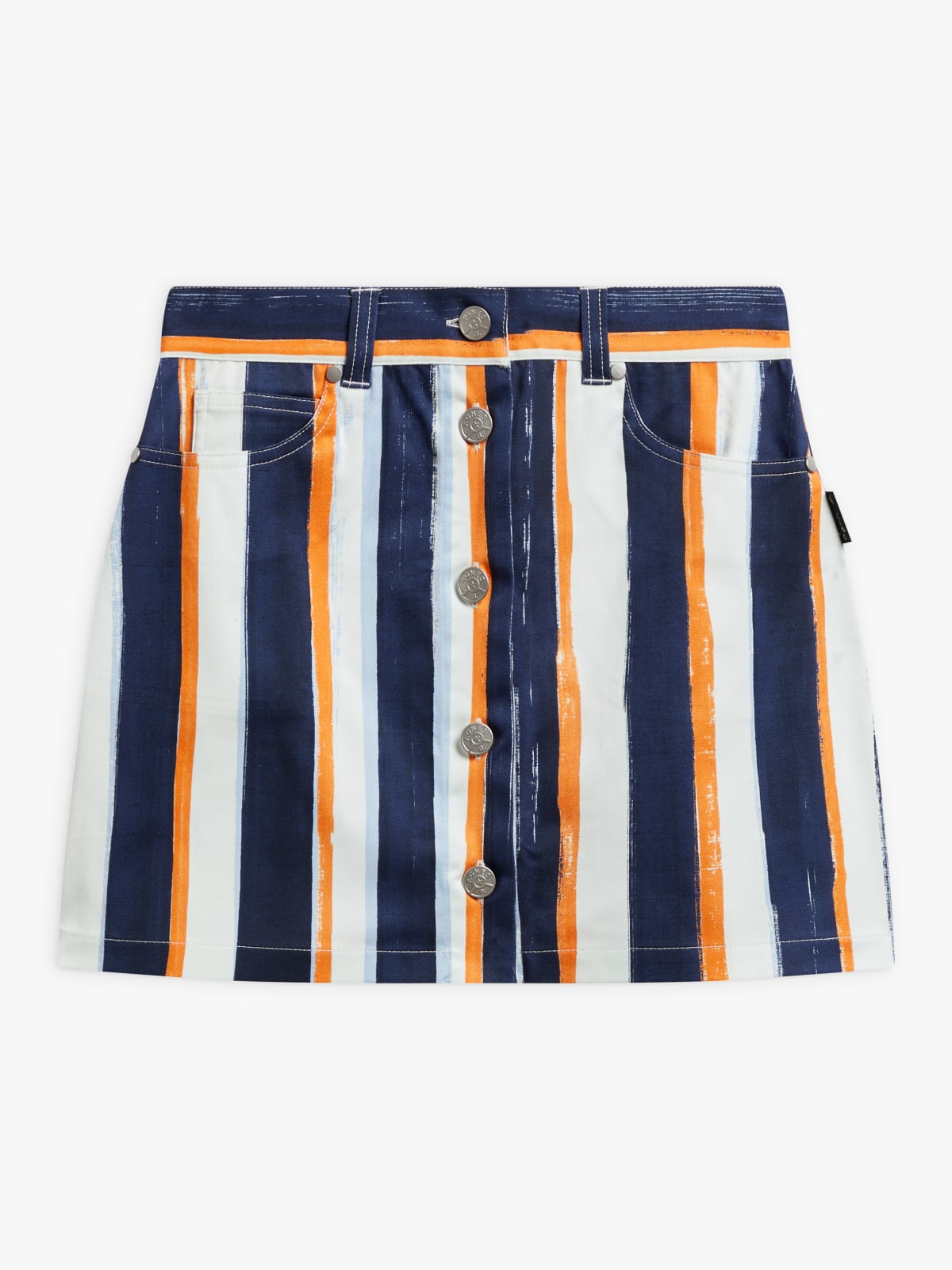 blue cotton vertical stripes mini skirt