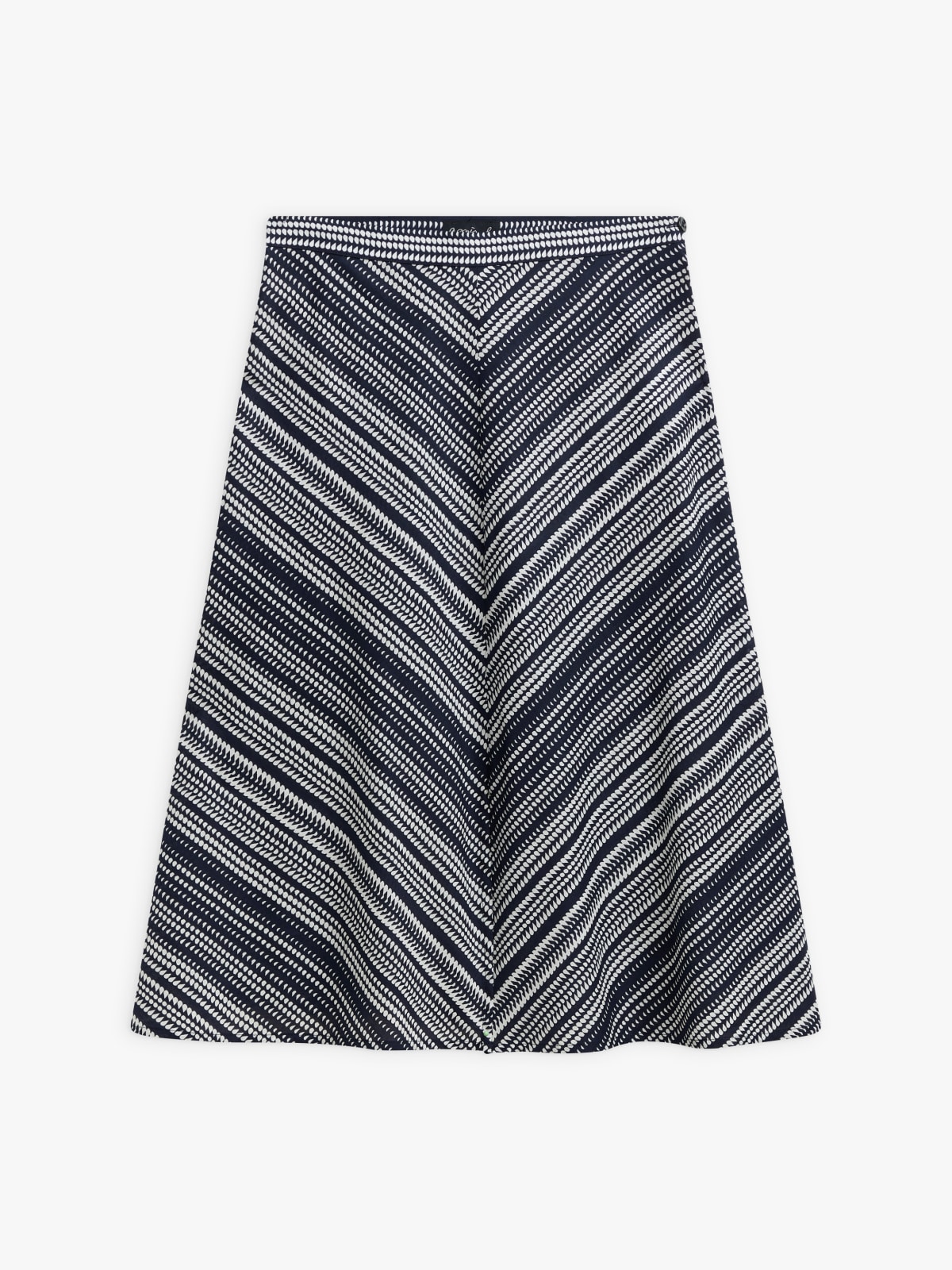 blue cotton long skirt with geometric print