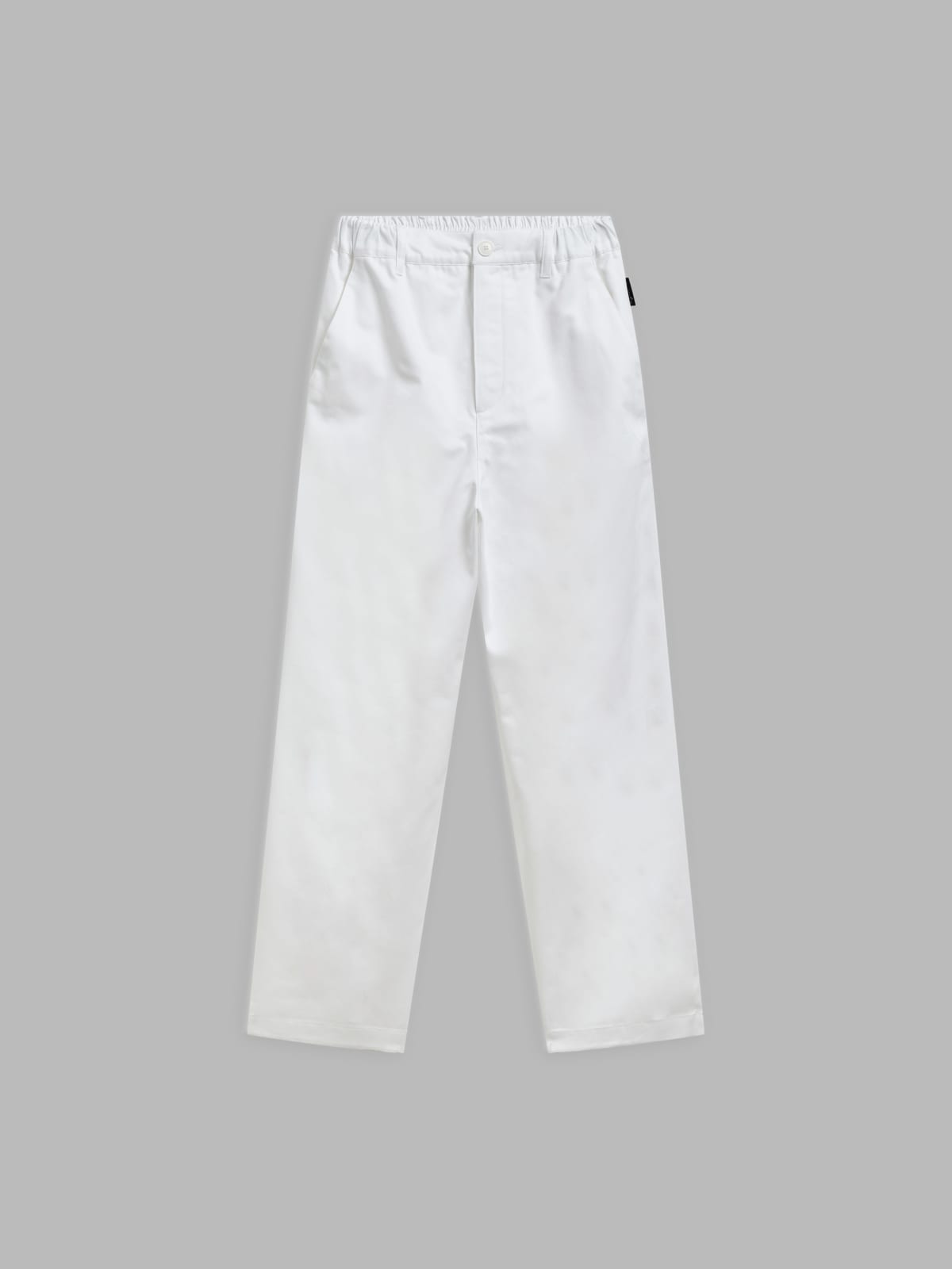 white cotton straight fluid trousers