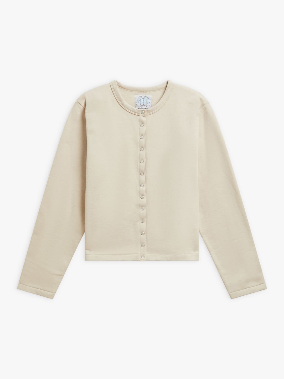 beige Le Classique fleece snap cardigan