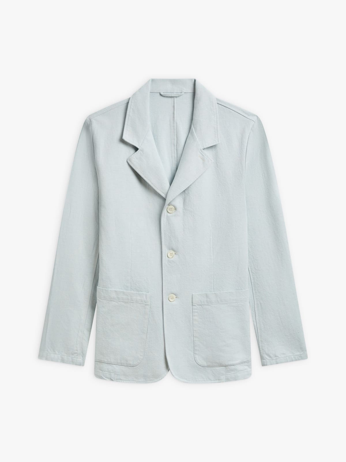 blue cotton linen blend Camisa jacket