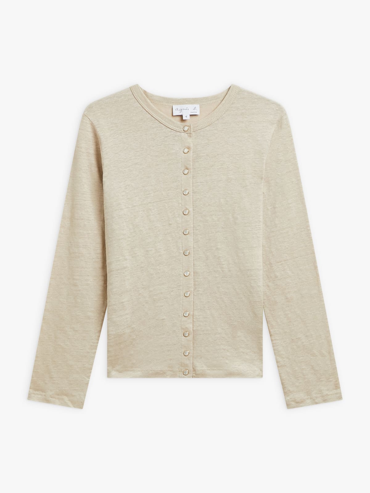 brown linen le petit snap cardigan