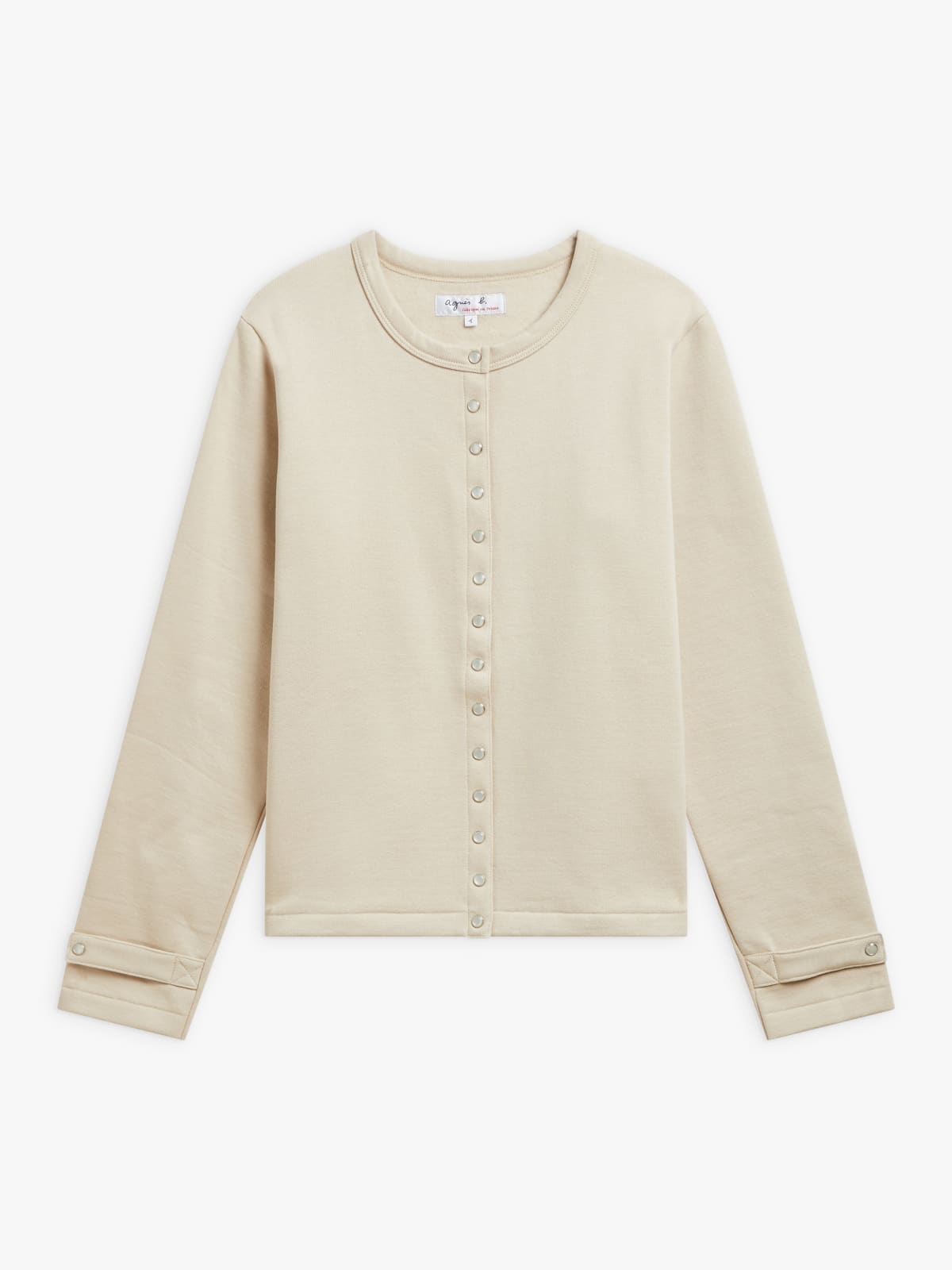 beige cotton fleece Rosana snap cardigan