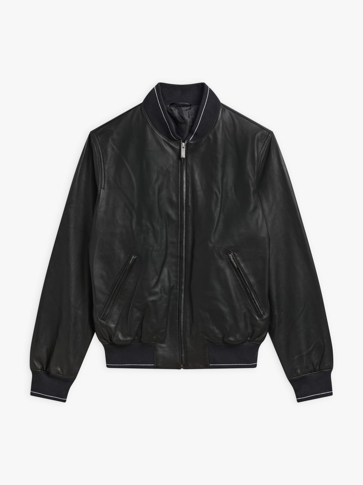 blouson Berny zippé en cuir d’agneau noir