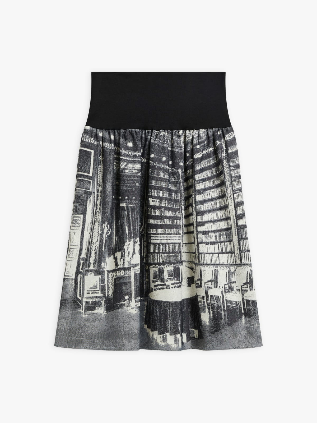 black cotton Celena Bibliothèque (Library) photo print skirt