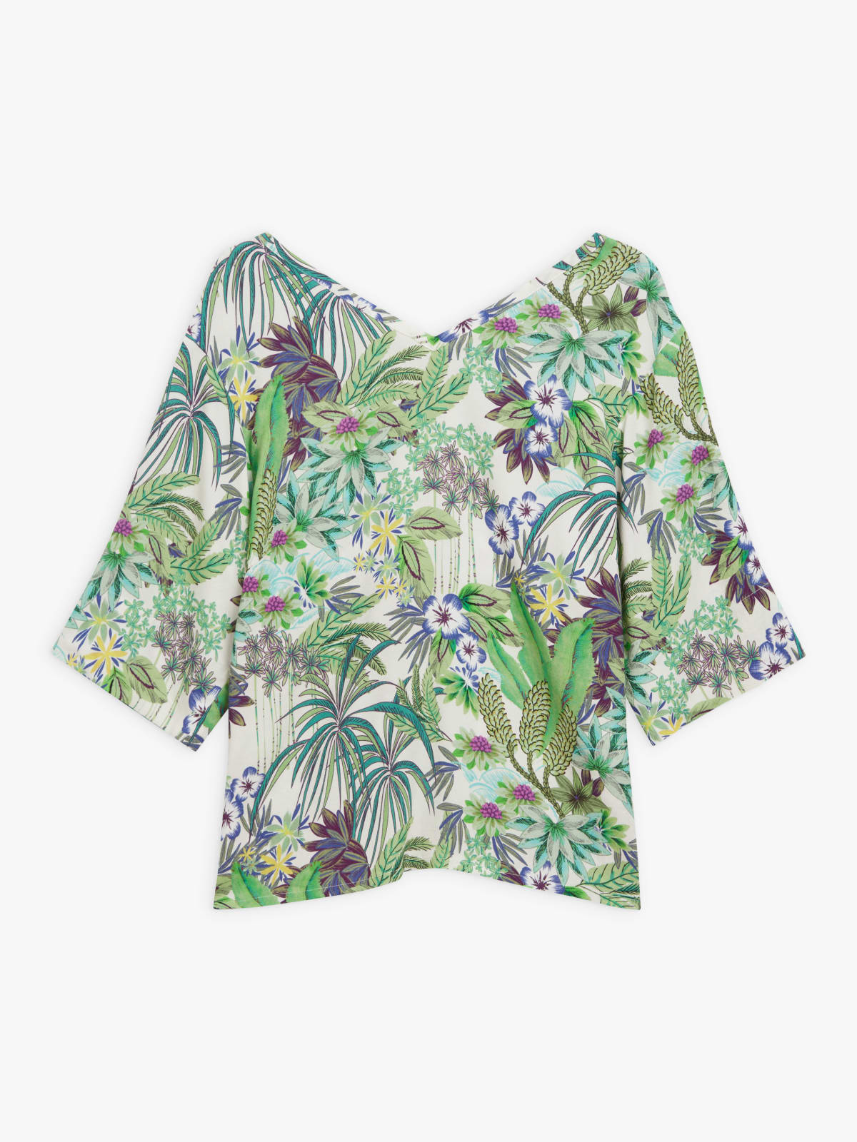 green viscose floral print top