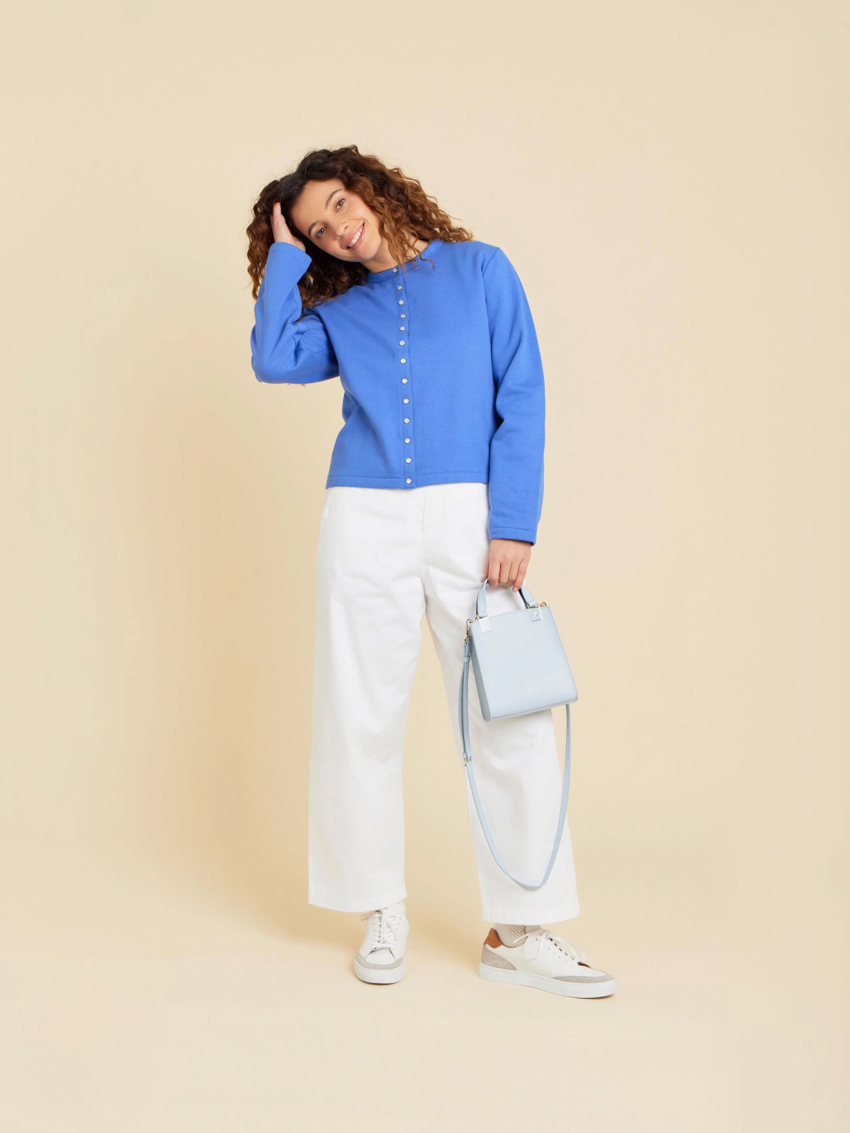 blue Le Classique fleece snap cardigan