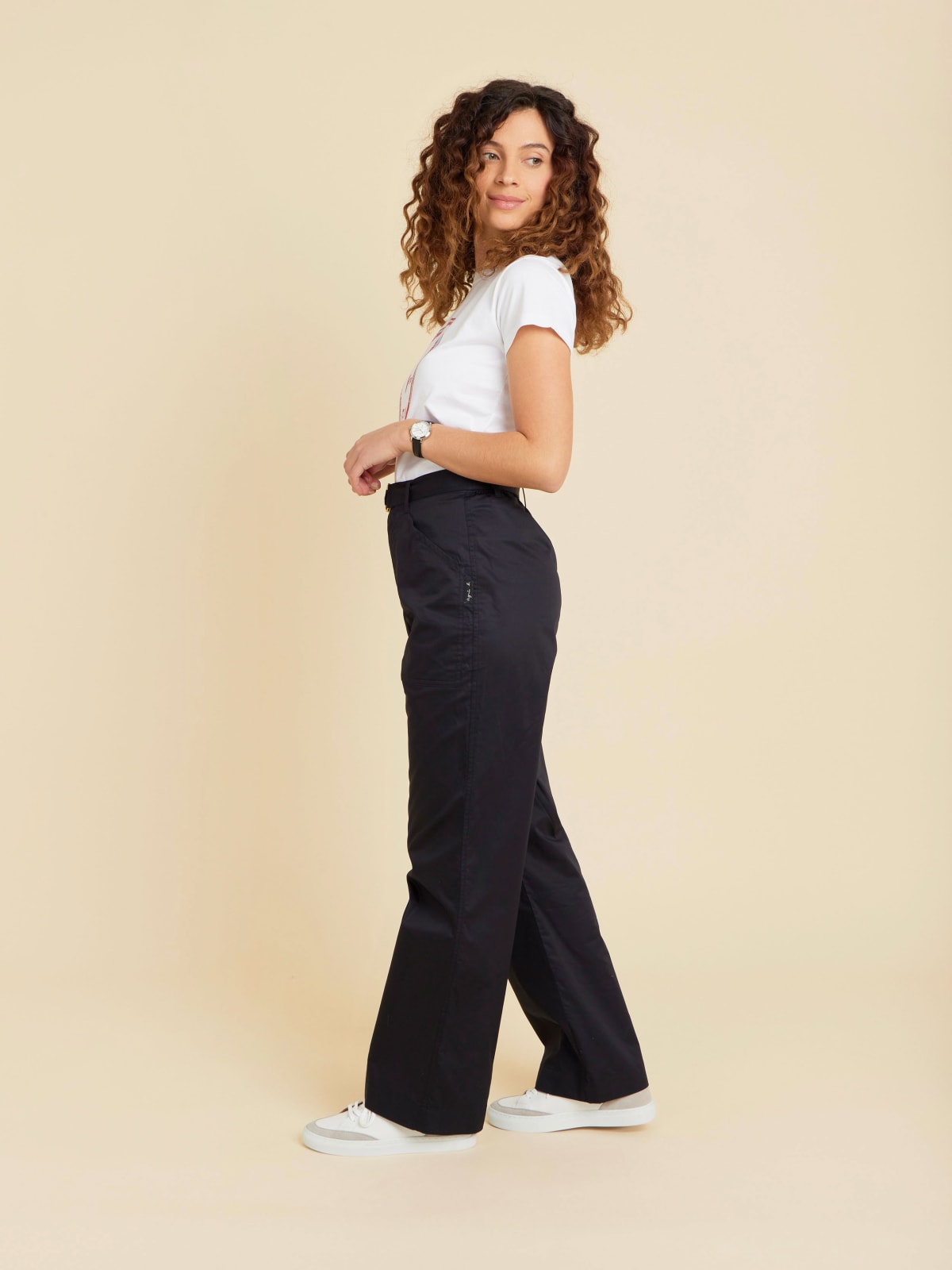Agnes b CottonTwill Black Slacks France製 black cotton pants agnès b. x Dolmen