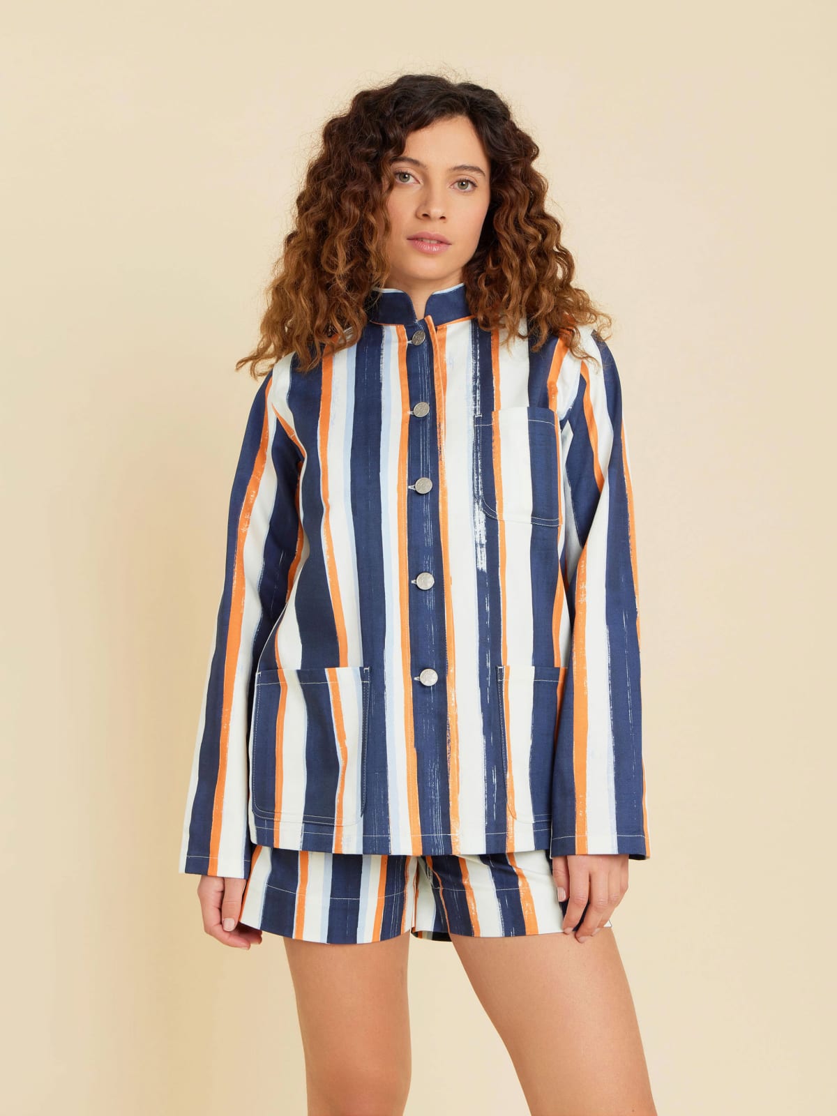 blue cotton striped Suhou jacket