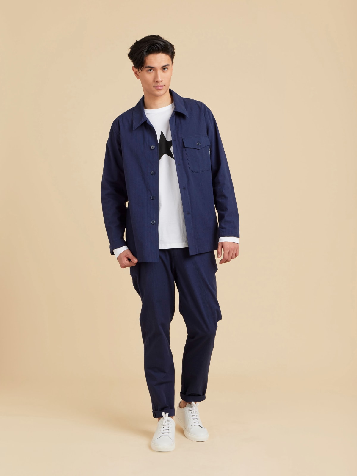 blue cotton overshirt