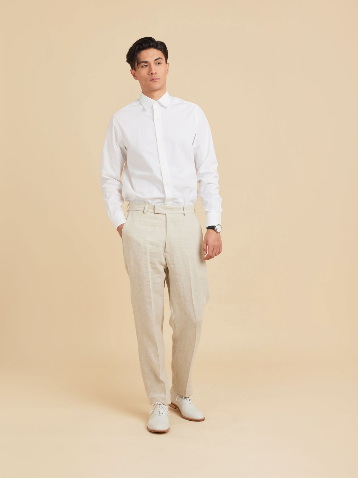 beige Perfect trousers in 100% linen