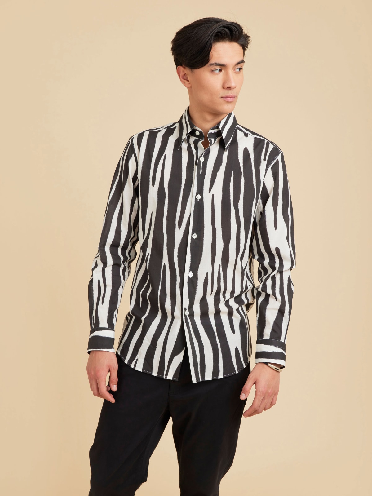 black cotton zebra printed Jimi shirt