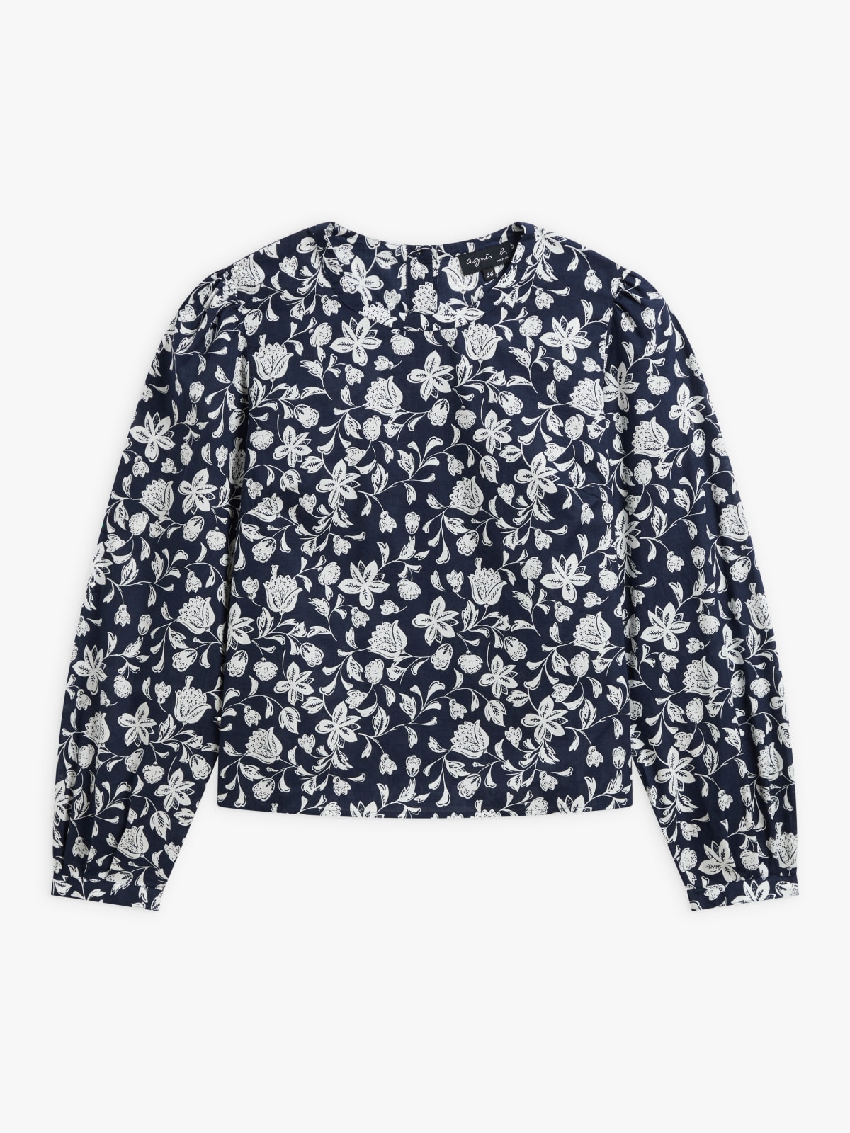 blue cotton floral print top