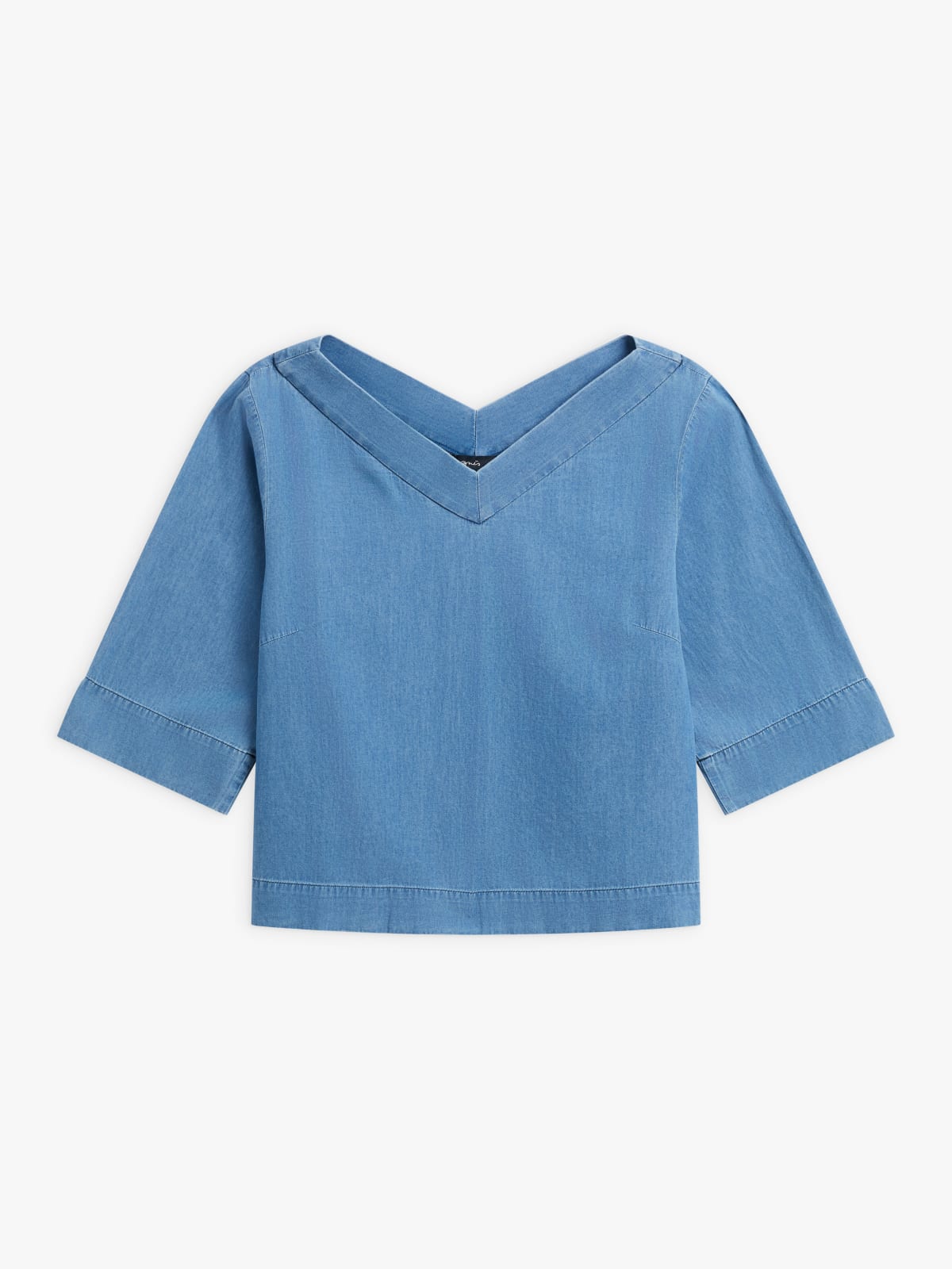 blue cotton v-neck top