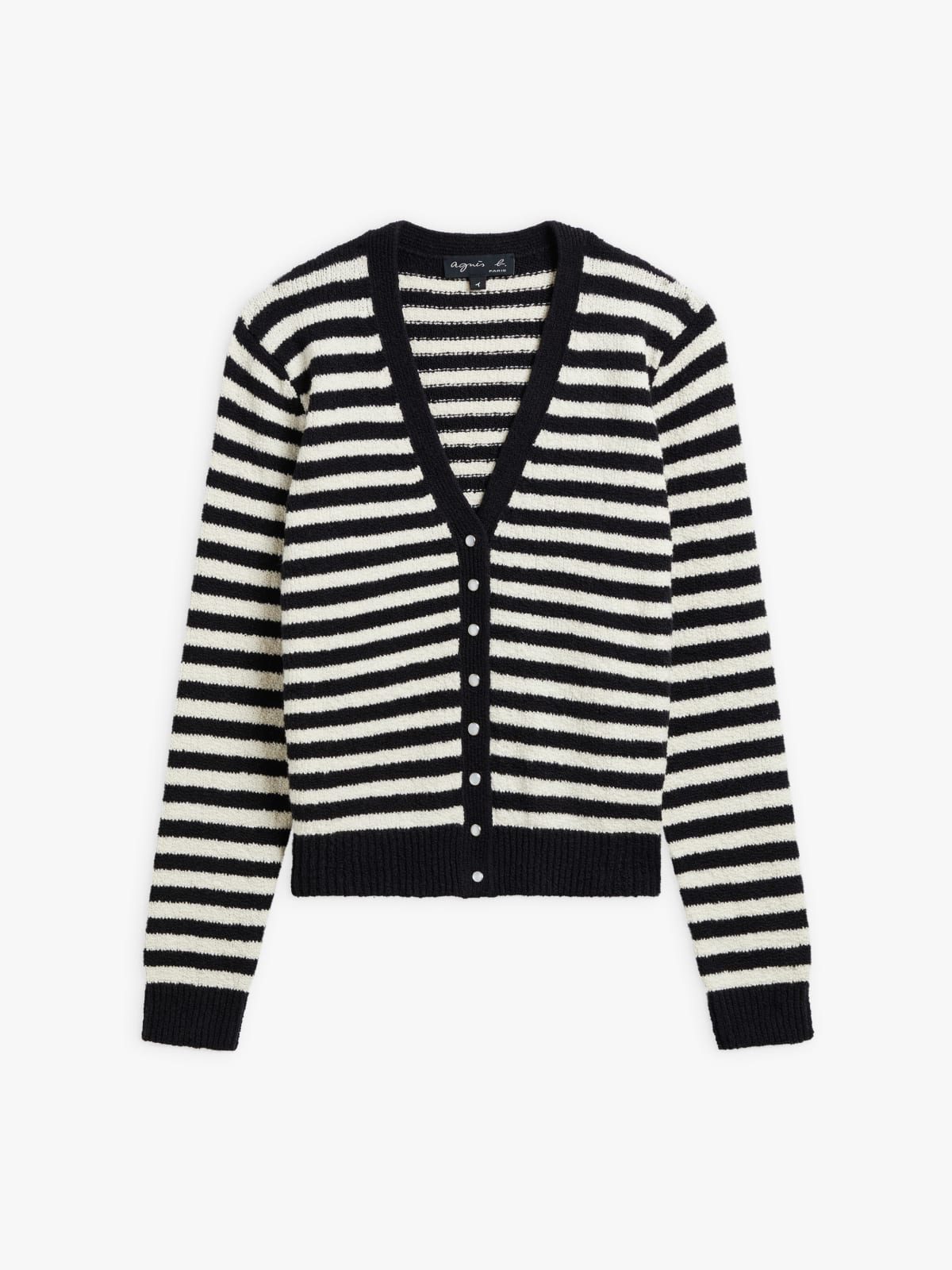 black cotton striped Diana cardigan