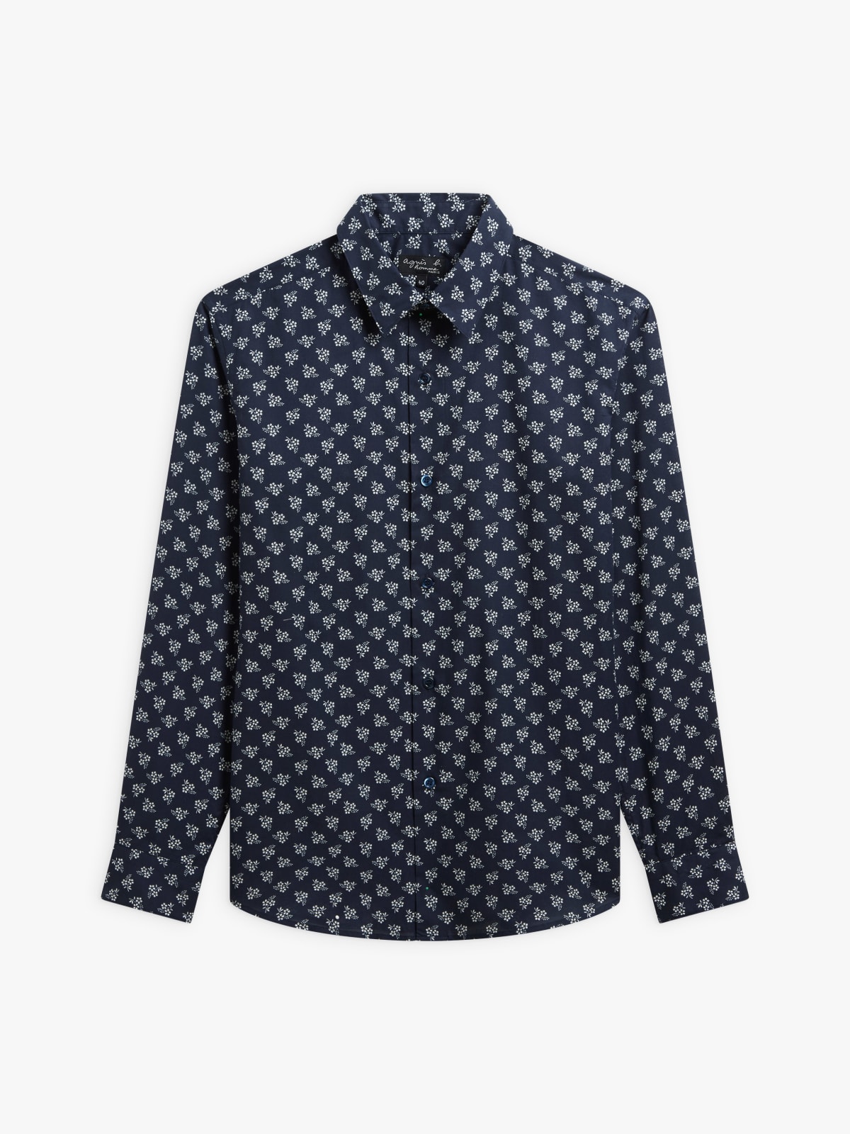 blue cotton floral print Thomas shirt