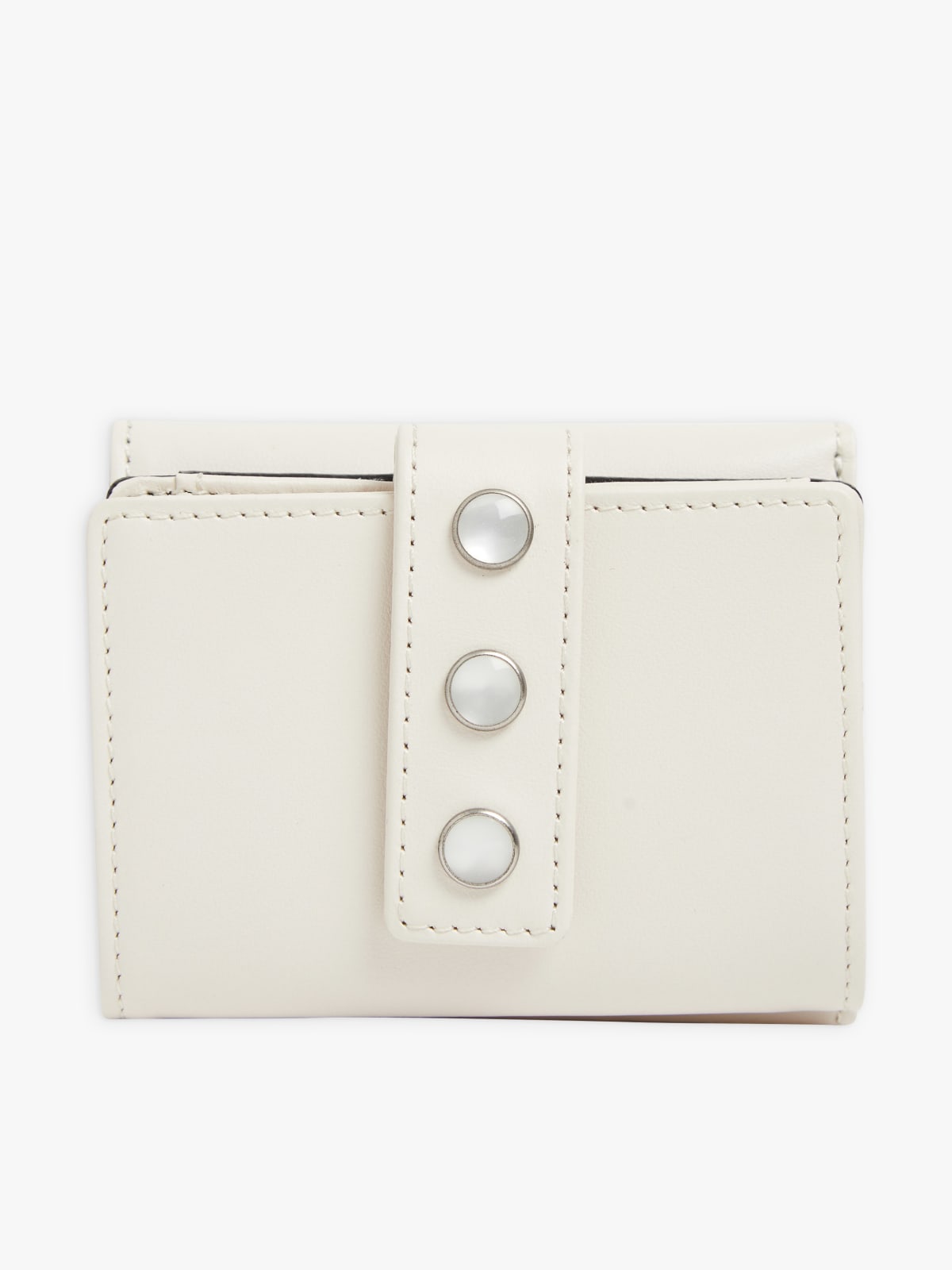 white leather wallet