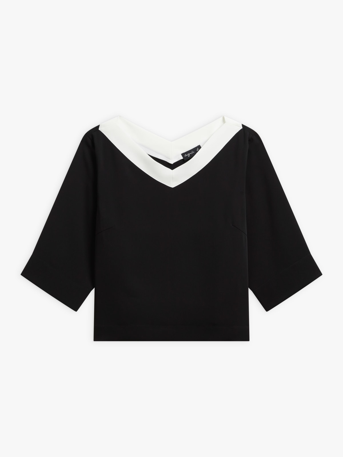 black v-neck 3/4 sleeve top