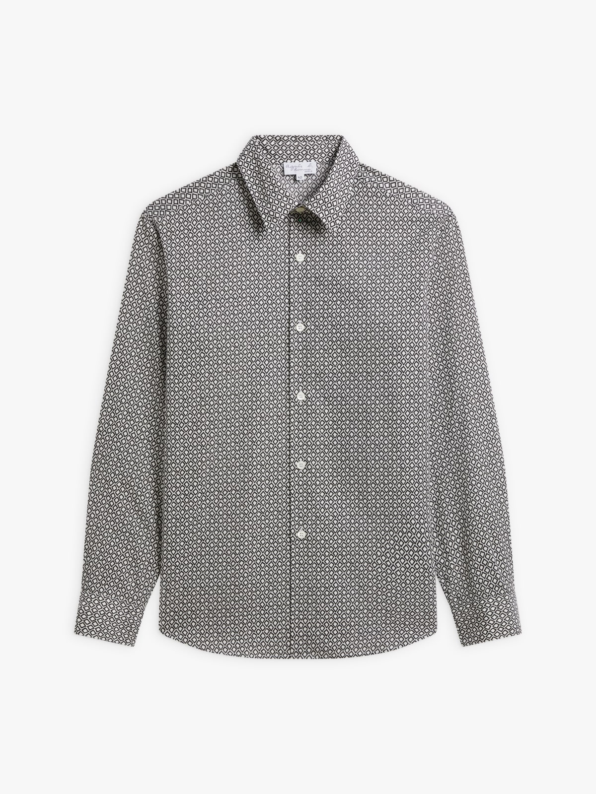 white cotton geometric print Thomas shirt