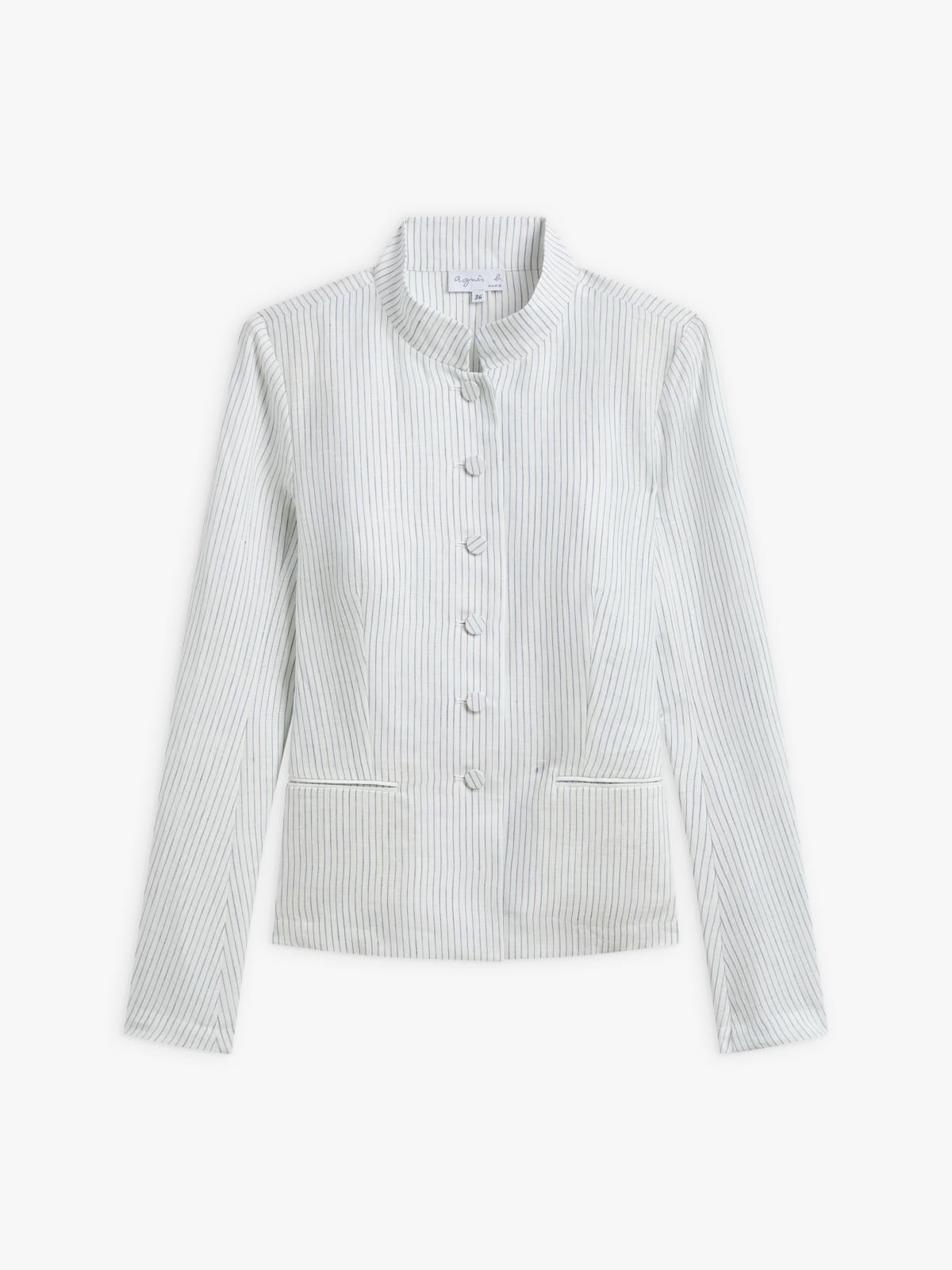 white and blue linen striped Anne-Belle jacket