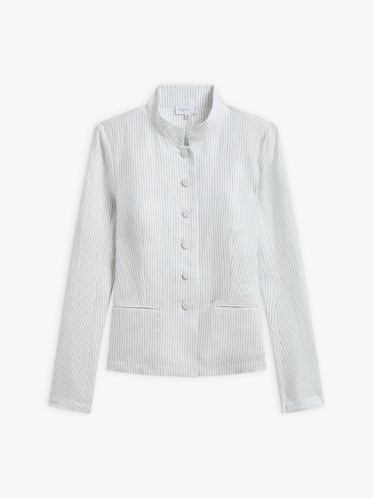 blue linen striped Anne-Belle jacket