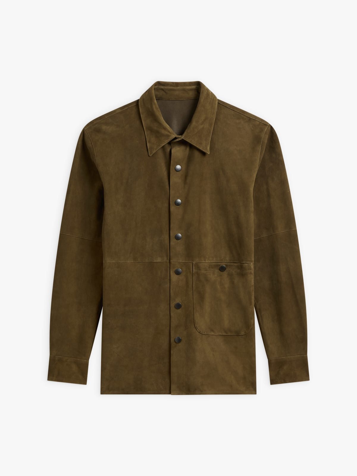 real suede over sized shirt ブラウン brown suede snap-fastened overshirt