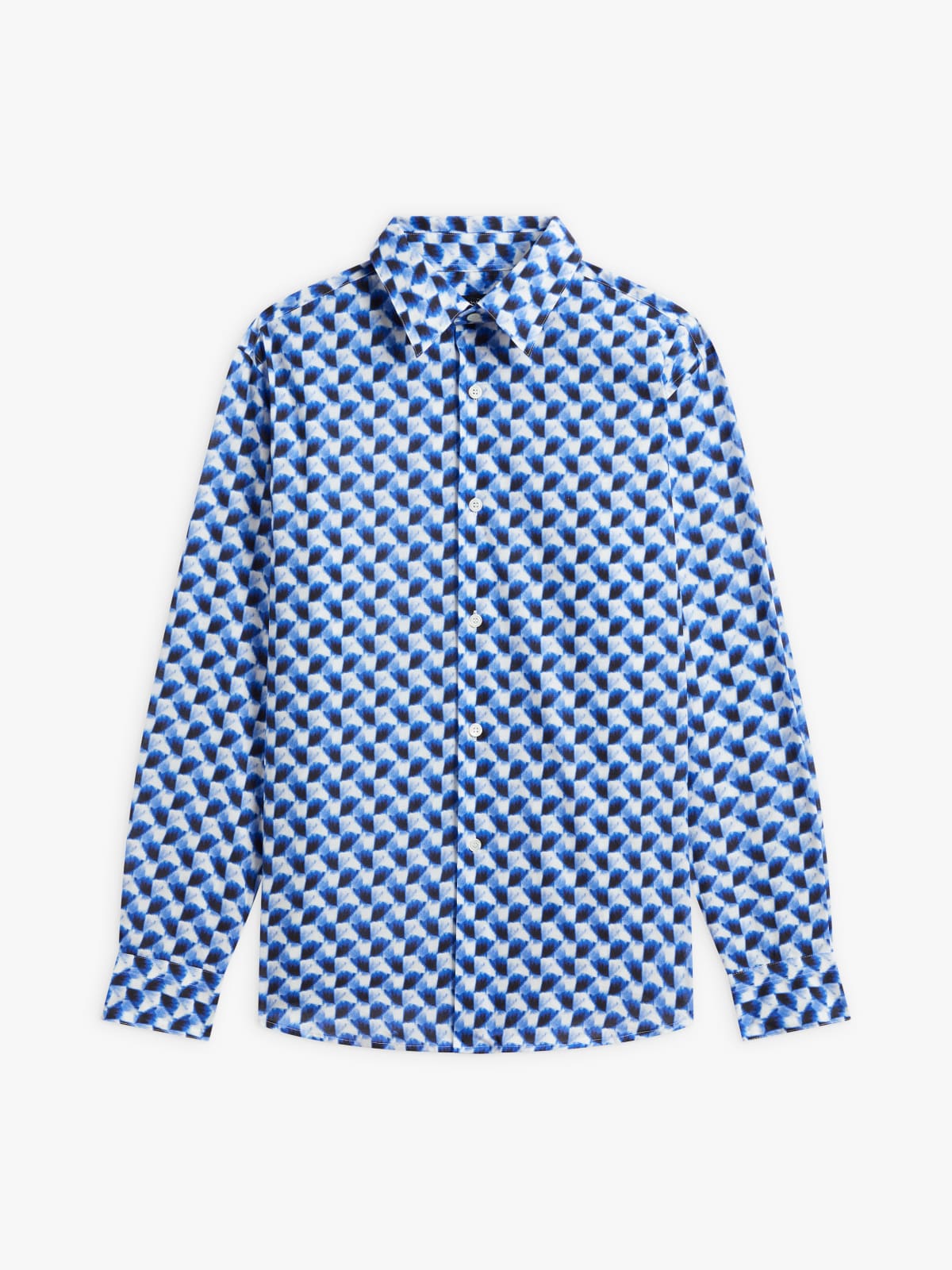 blue cotton geometric print Andy shirt